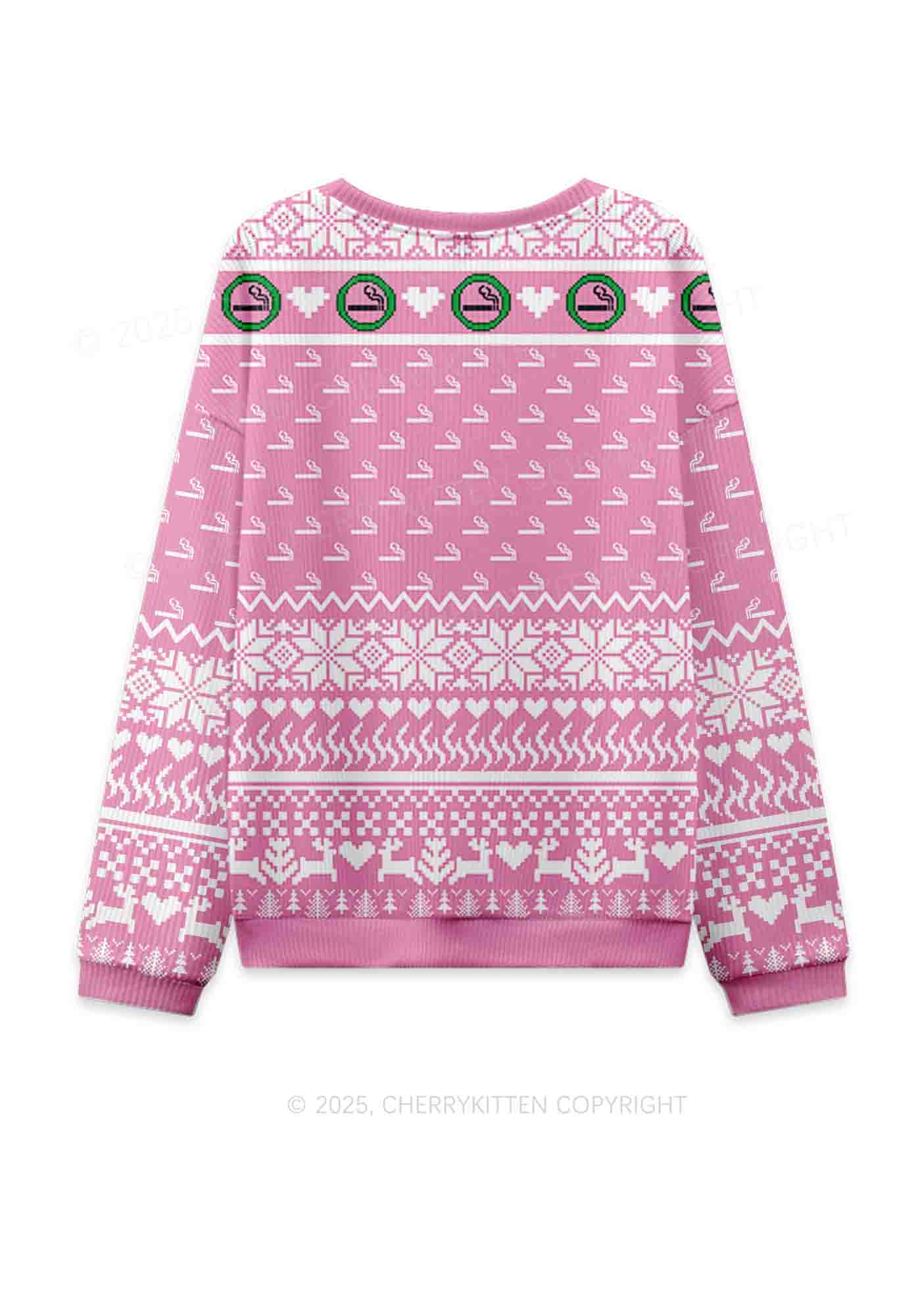 Dont Give Me Cigarette Y2K Christmas Knit Sweatshirt Cherrykitten - Image 2