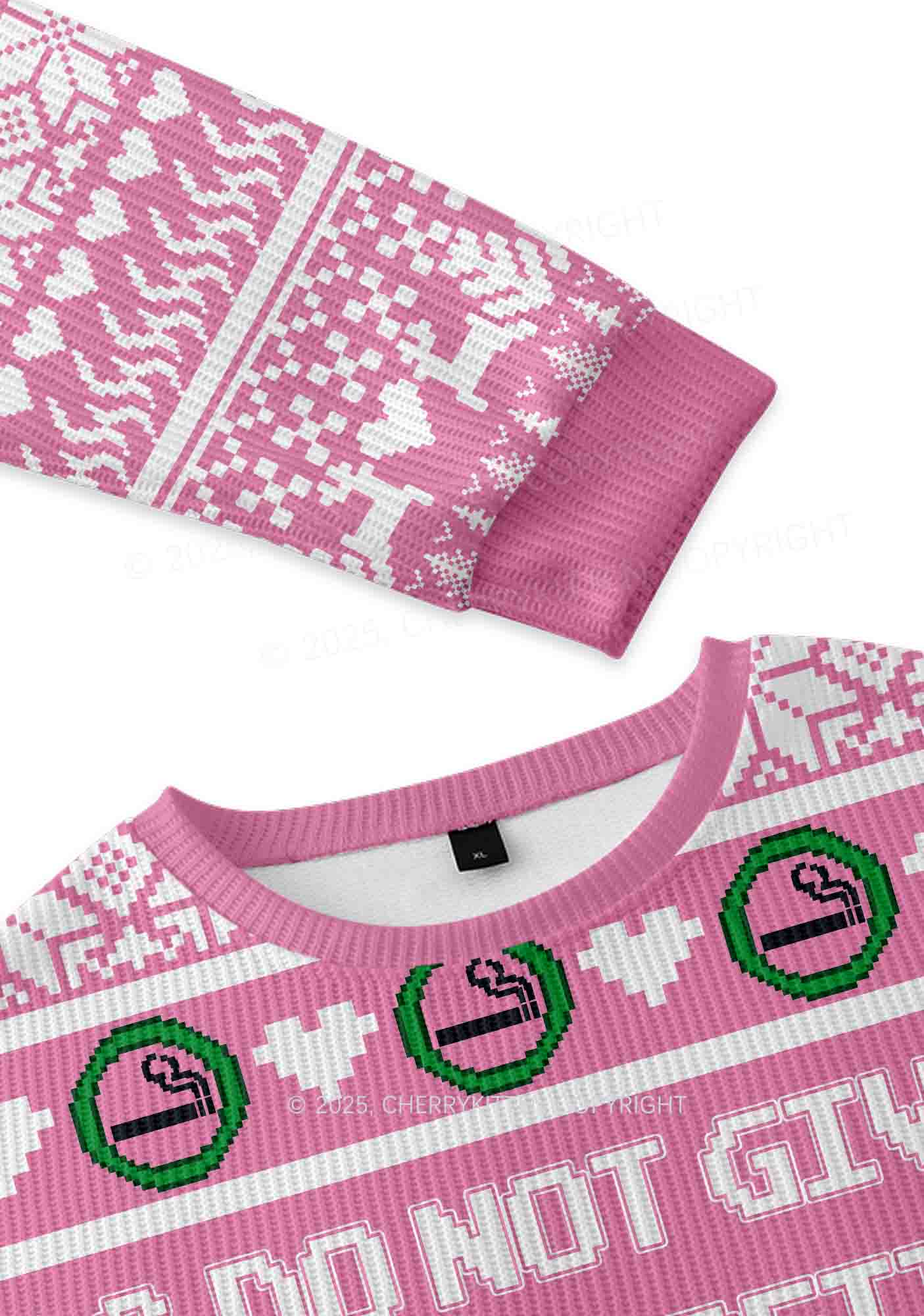 Dont Give Me Cigarette Y2K Christmas Knit Sweatshirt Cherrykitten - Image 3