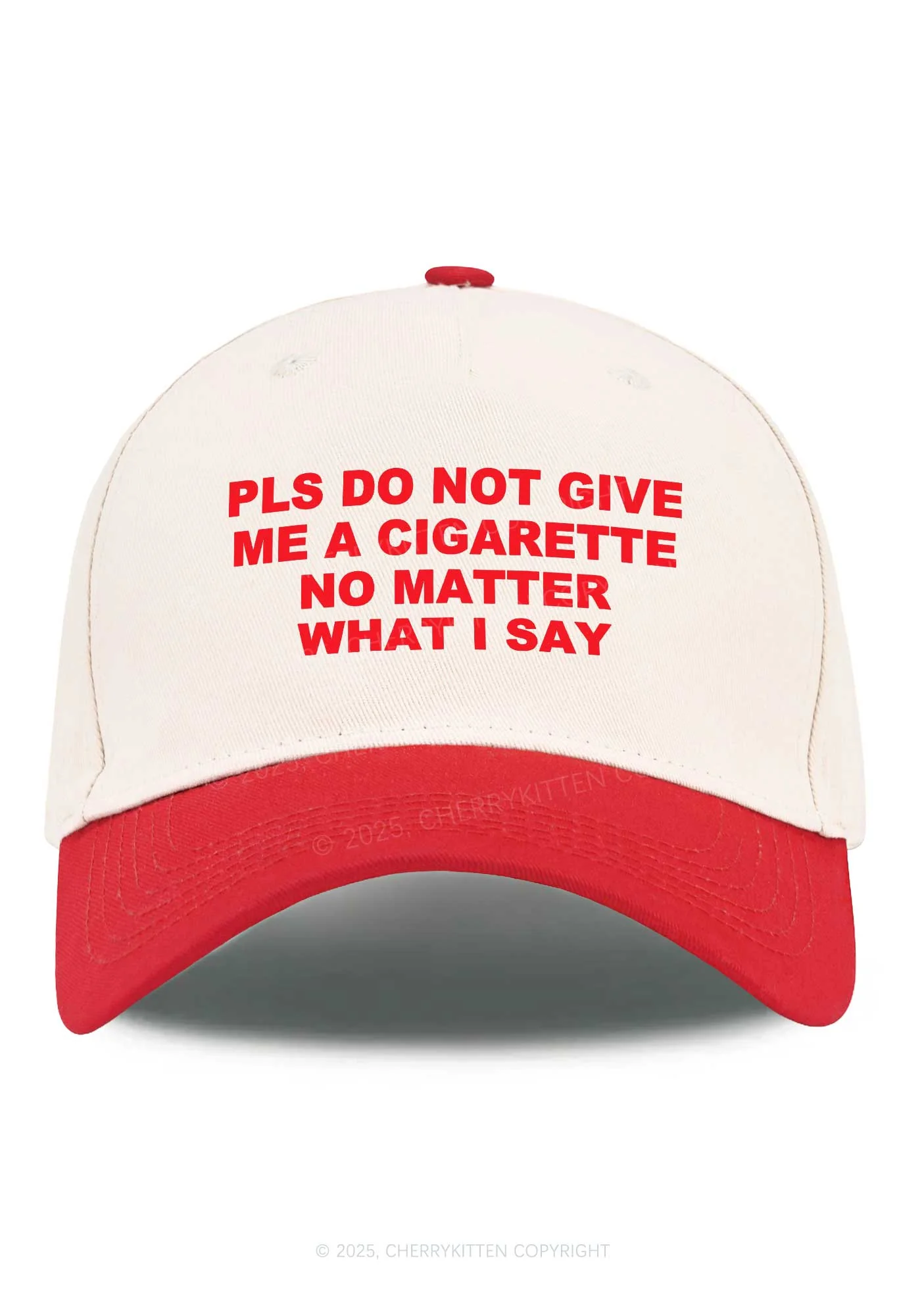 Dont Give Me Cigarette Y2K Color Block Baseball Cap Cherrykitten - Image 4