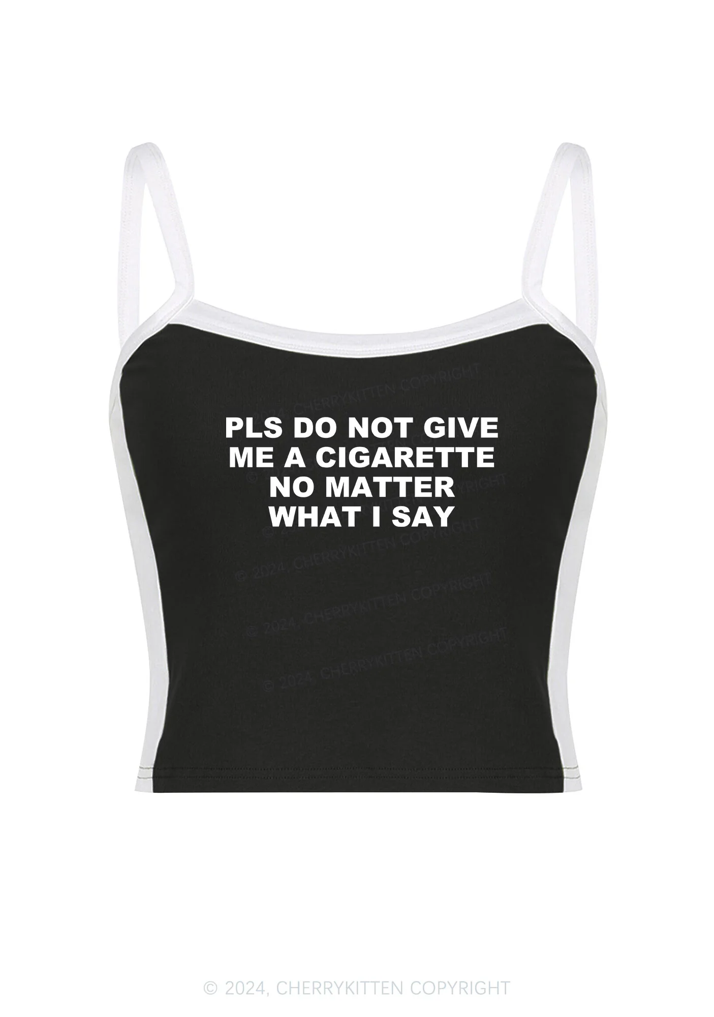 Dont Give Me Cigarette Y2K Color Block Crop Cami Top Cherrykitten - Image 2