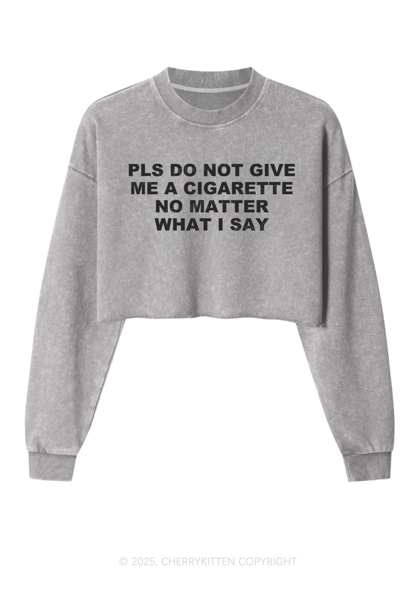 Dont Give Me Cigarette Y2K Crop Washed Sweatshirts Cherrykitten - Image 4