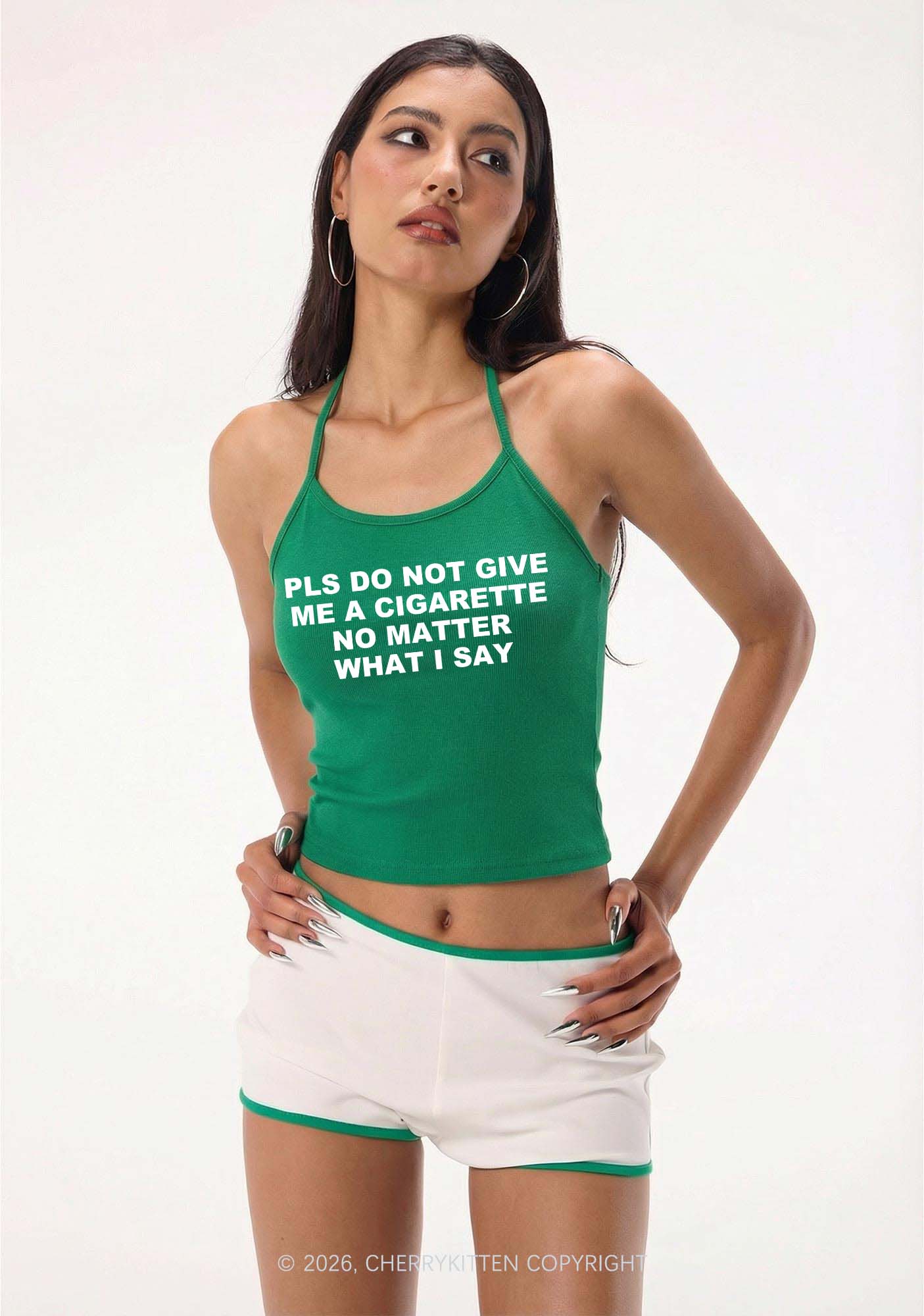 Dont Give Me Cigarette Y2K Halter Neck Cami Cherrykitten - Image 2