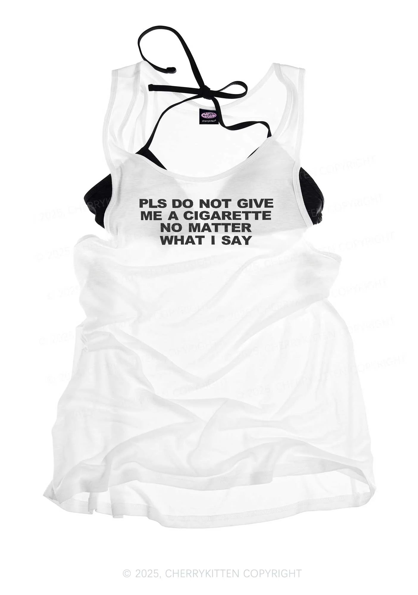 Don't Give Me Cigarette Y2K Sheer Boyfriend Tank Cherrykitten - Image 3