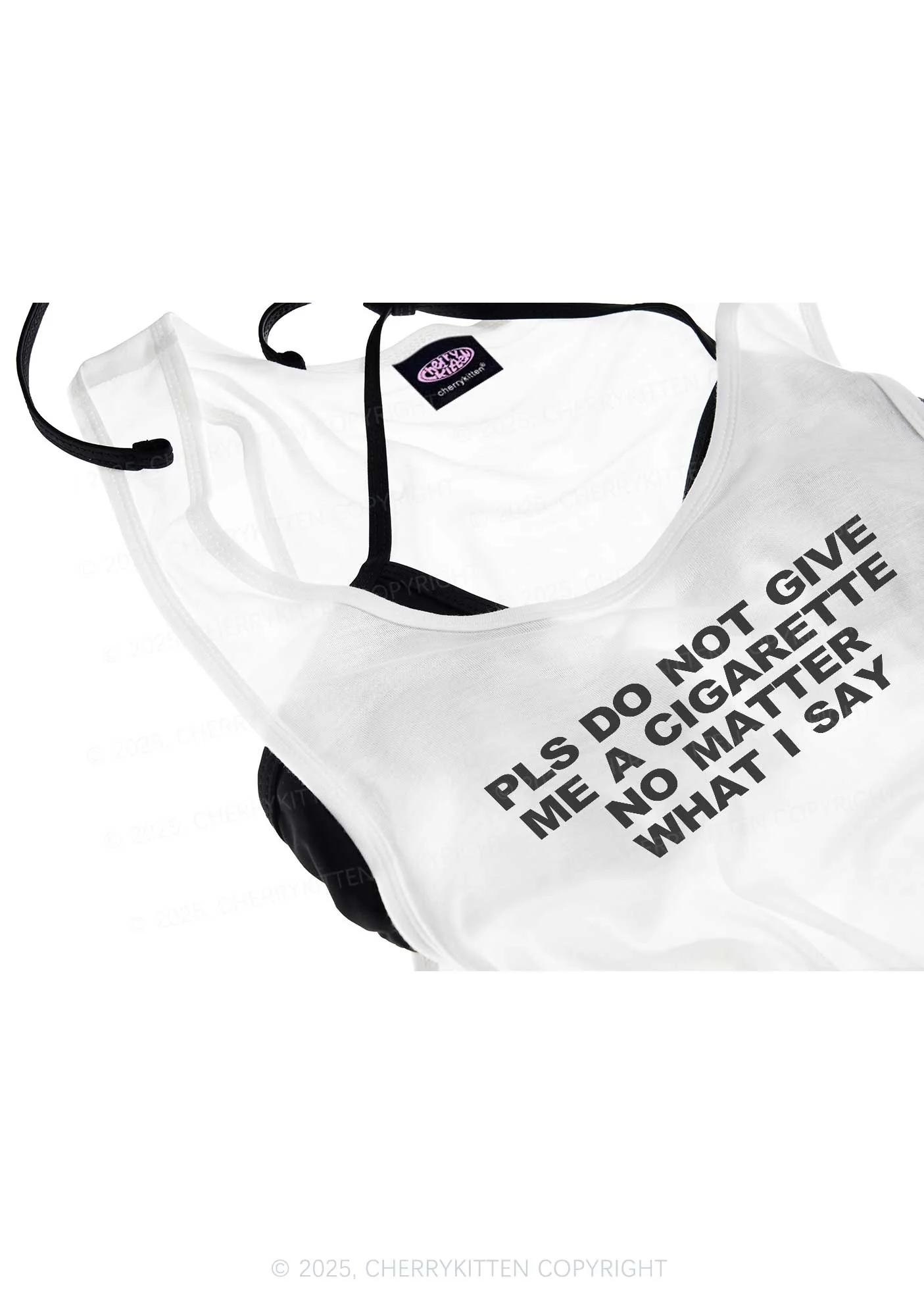 Don't Give Me Cigarette Y2K Sheer Boyfriend Tank Cherrykitten - Image 4