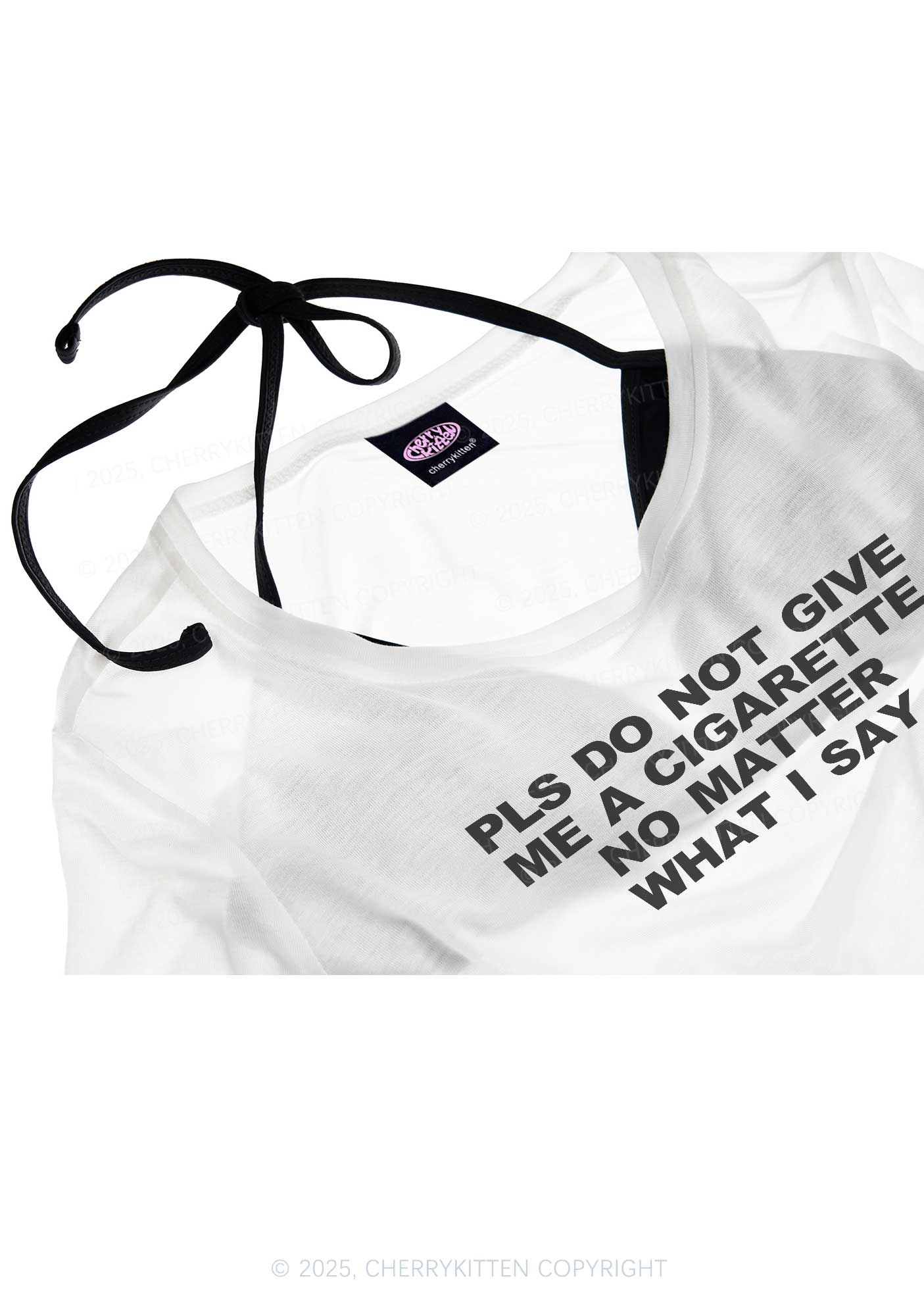 Don't Give Me Cigarette Y2K Sheer Boyfriend Tee Cherrykitten - Image 4