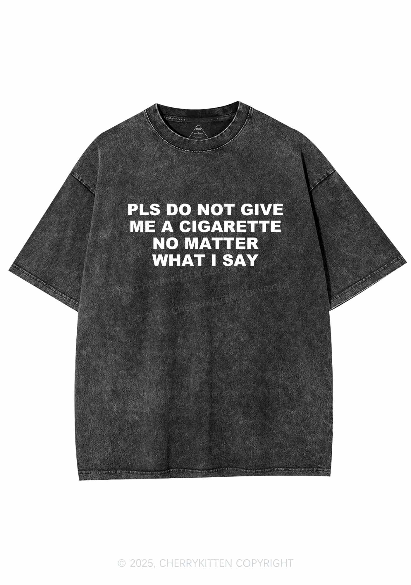 Don't Give Me Cigarette Y2K Washed Tee Cherrykitten - Image 3