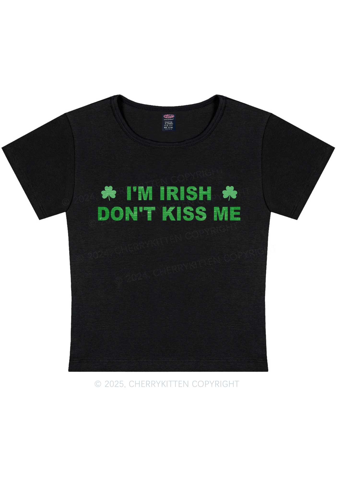 Dont Kiss Irish St Patricks Y2K Baby Tee Cherrykitten - Image 3