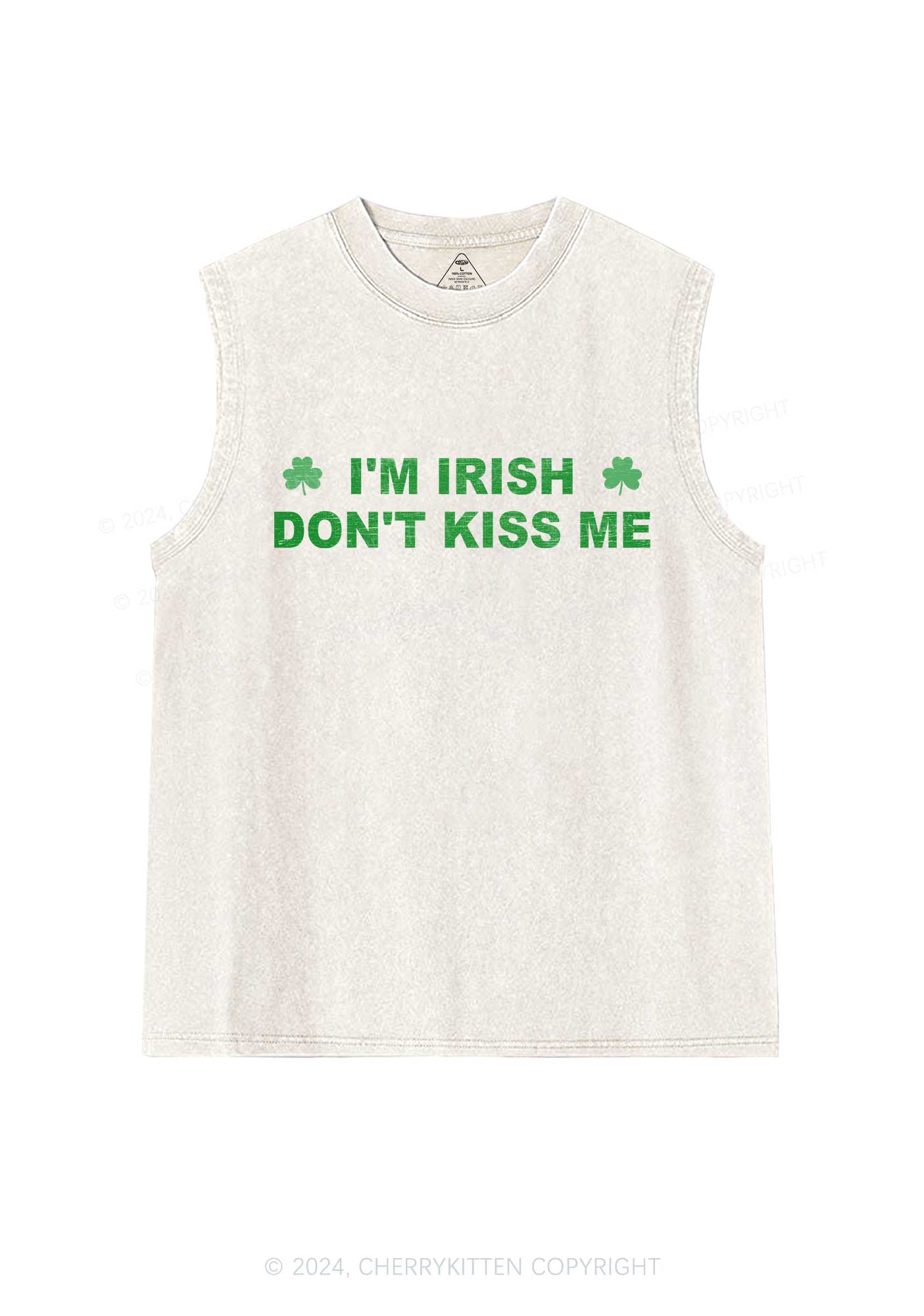 Dont Kiss Irish St Patricks Y2K Washed Tank Cherrykitten - Image 3