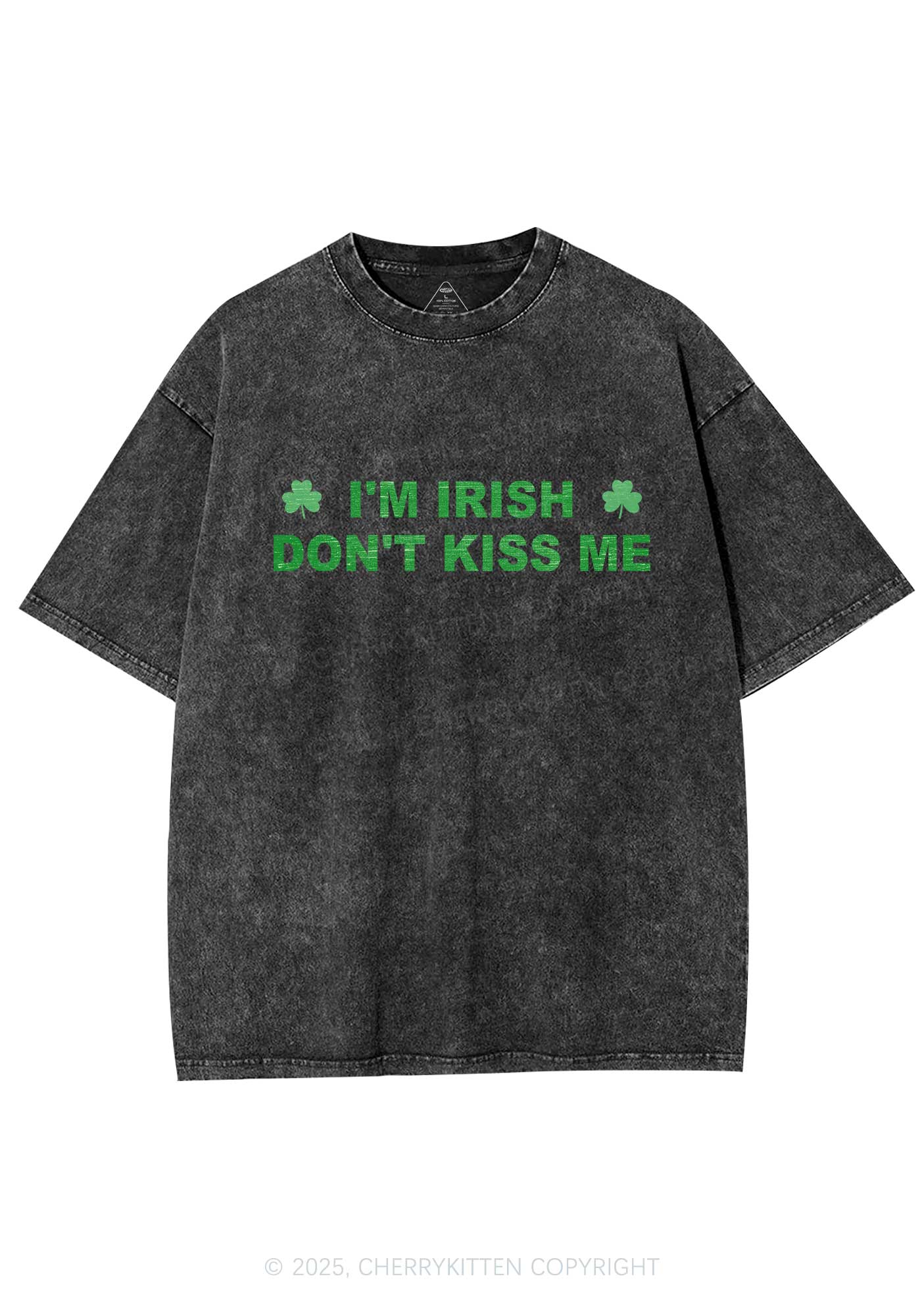 Dont Kiss Irish St Patricks Y2K Washed Tee Cherrykitten - Image 3