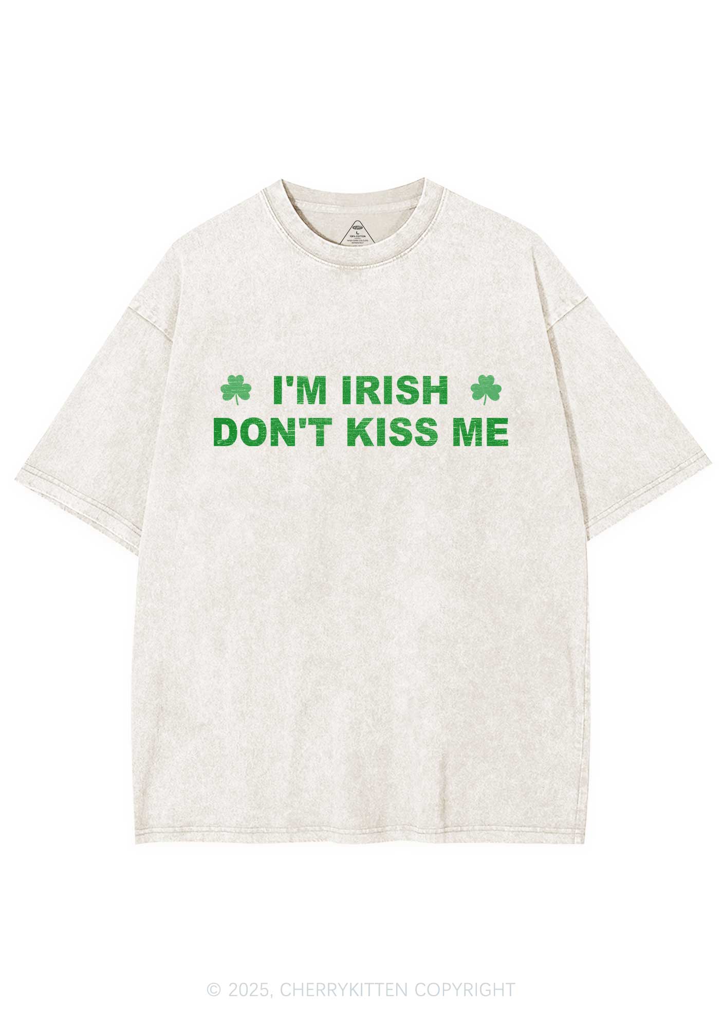 Dont Kiss Irish St Patricks Y2K Washed Tee Cherrykitten - Image 4