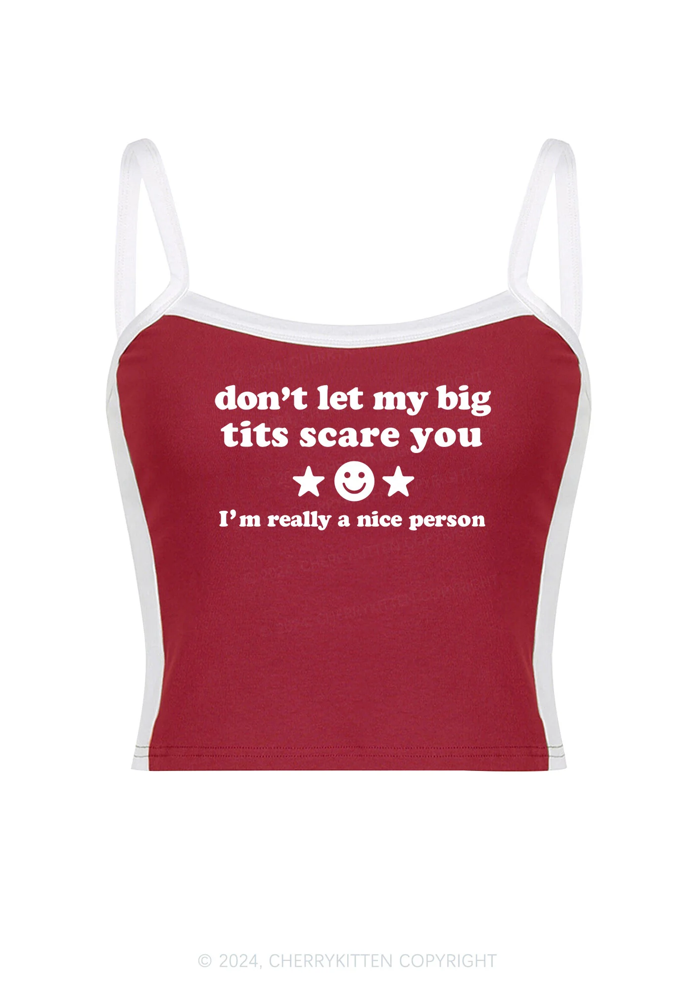 Dont Let My Big Txts Scare You Y2K Color Block Crop Cami Top Cherrykitten - Image 2