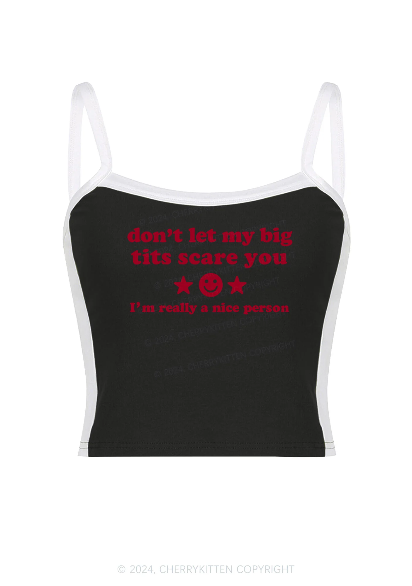 Dont Let My Big Txts Scare You Y2K Color Block Crop Cami Top Cherrykitten - Image 3
