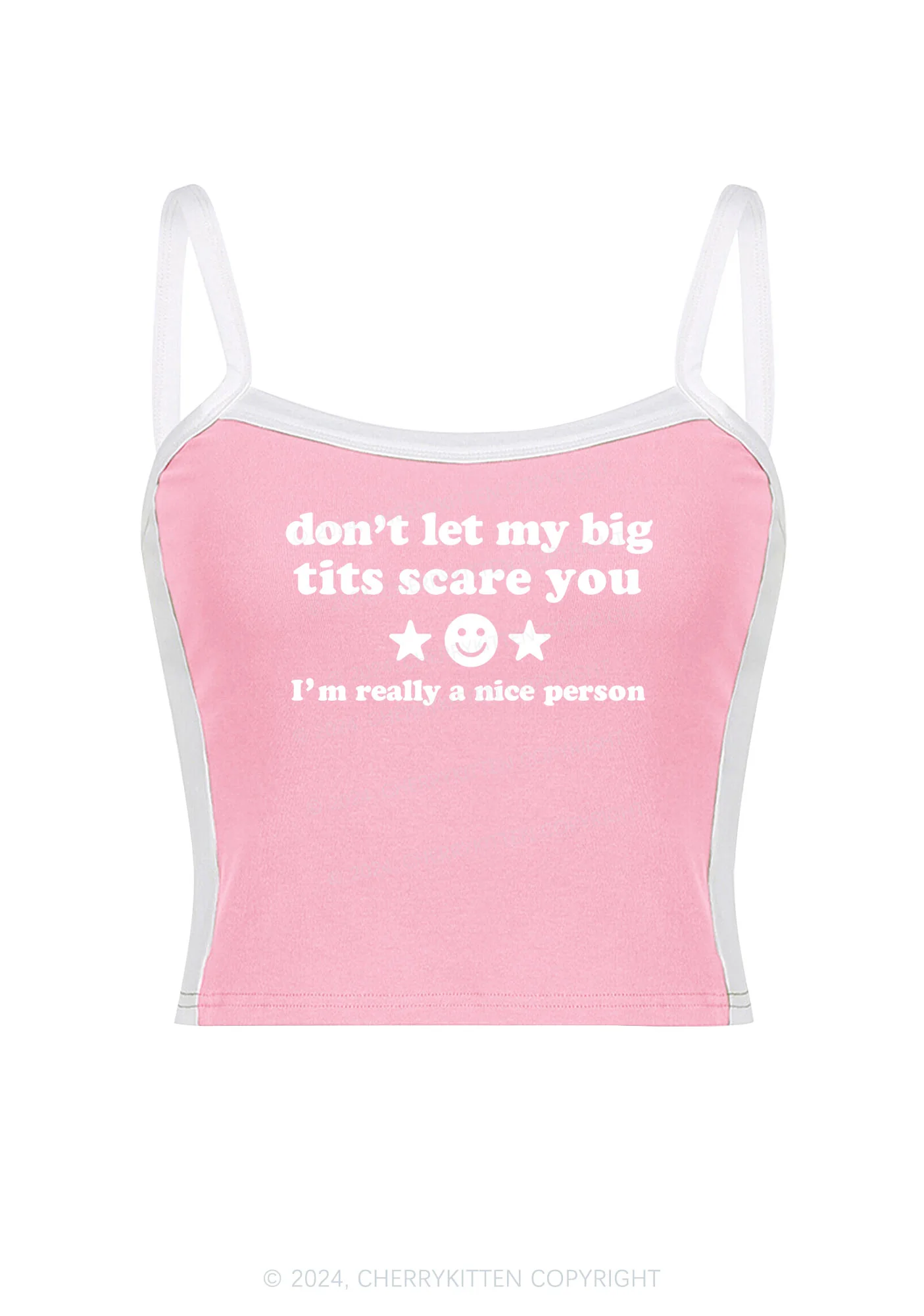 Dont Let My Big Txts Scare You Y2K Color Block Crop Cami Top Cherrykitten - Image 5