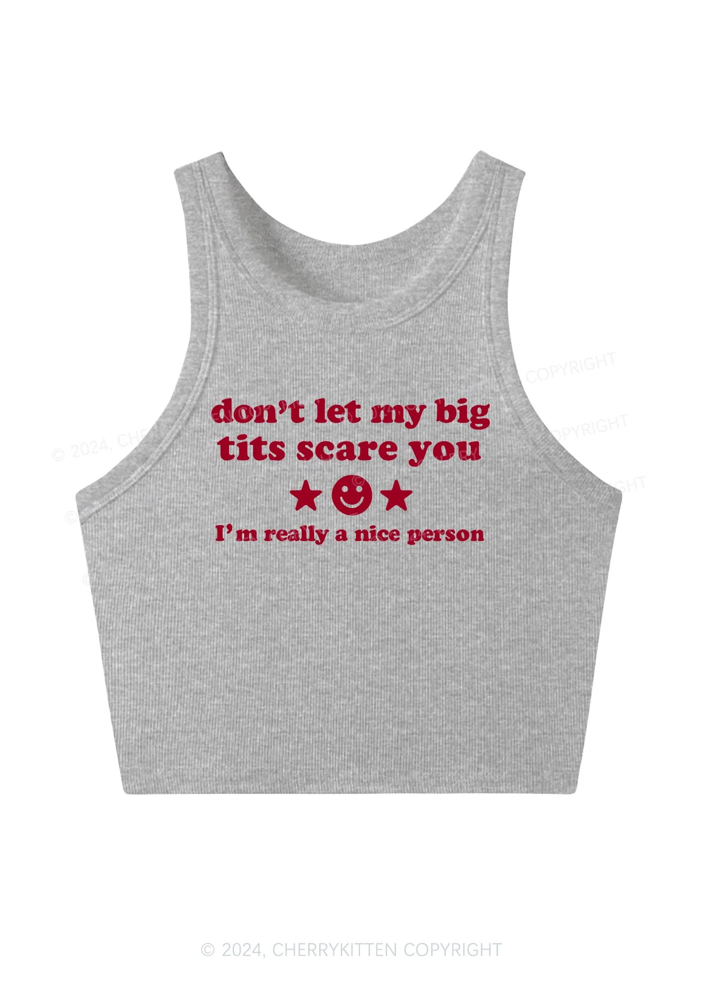 Don't Let My Big Txts Scare You Y2K Crop Tank Top Cherrykitten - Image 3