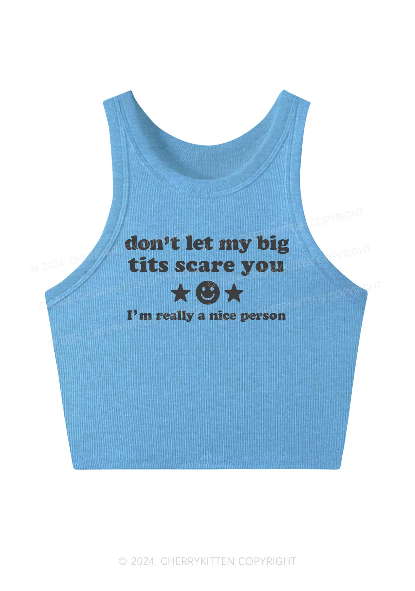 Don't Let My Big Txts Scare You Y2K Crop Tank Top Cherrykitten - Image 4