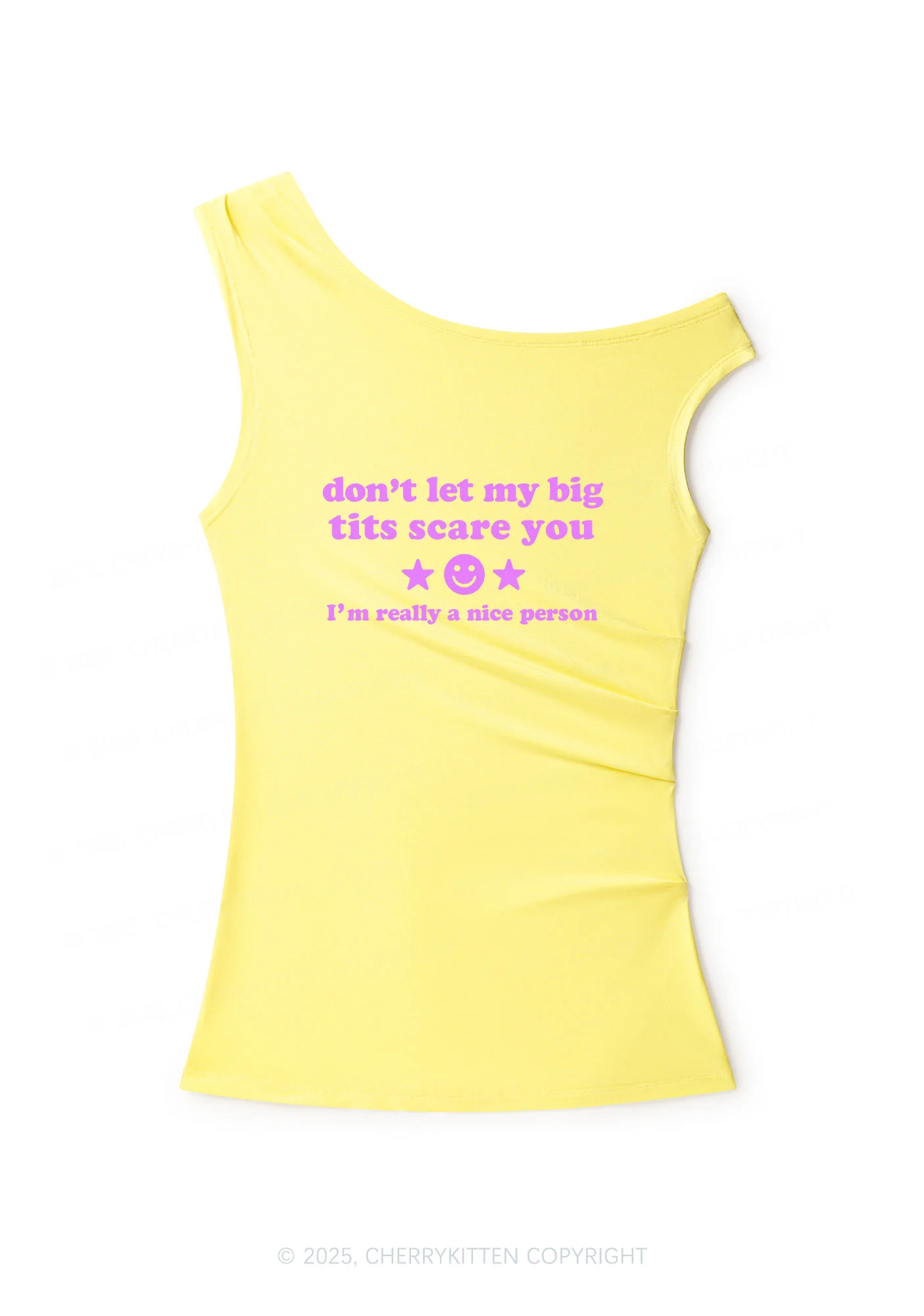 Dont Let My Big Txts Scare You Y2K Off Shoulder Tank Top Cherrykitten - Image 2