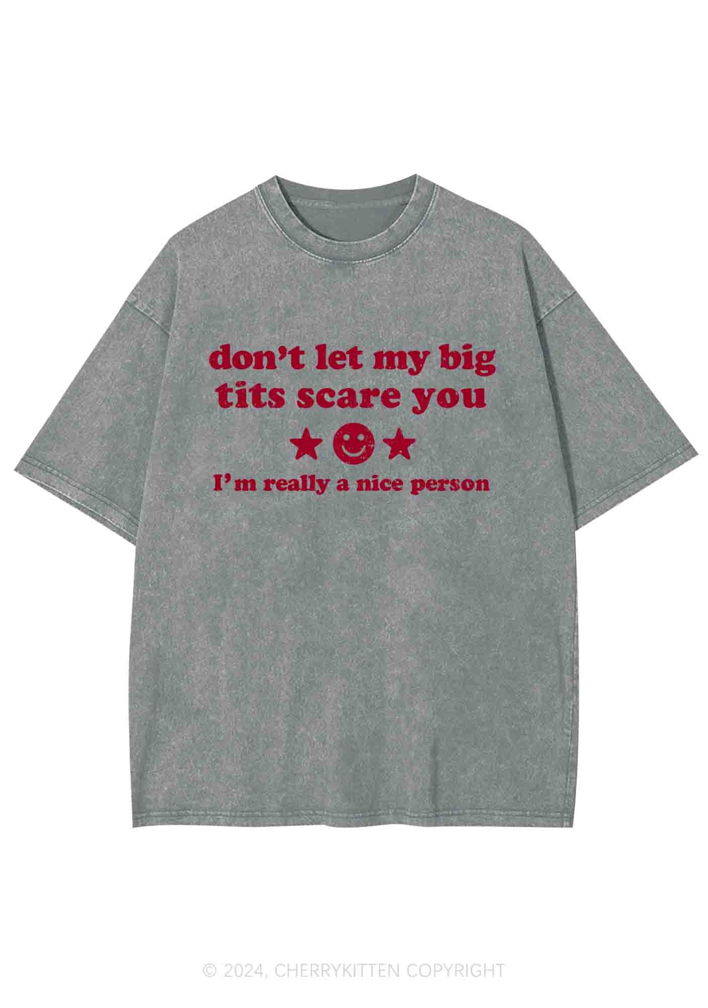 Don't Let My Big Txts Scare You Y2K Washed Tee Cherrykitten - Image 3