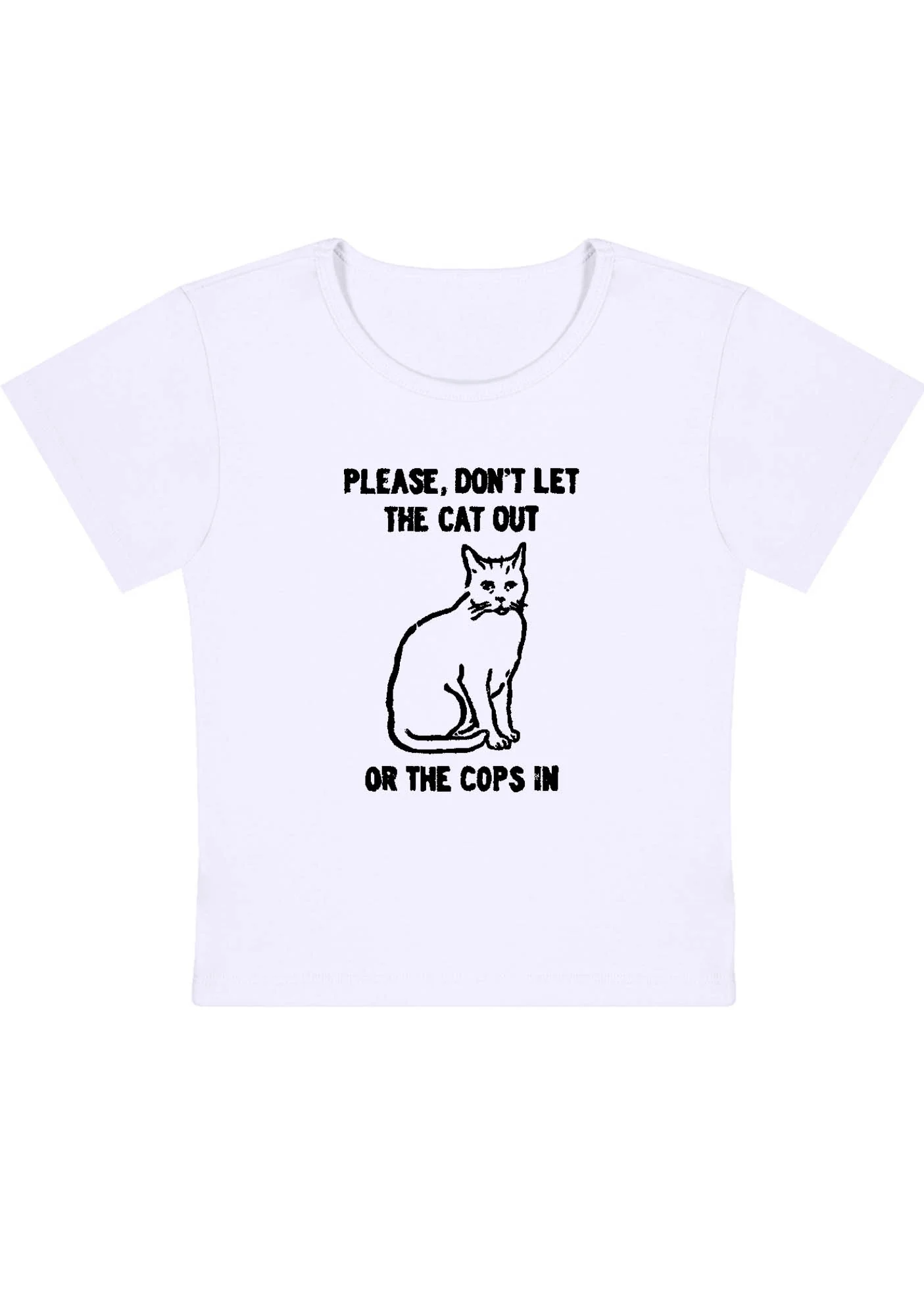Don't Let The Cat Out Y2K Baby Tee - Image 3