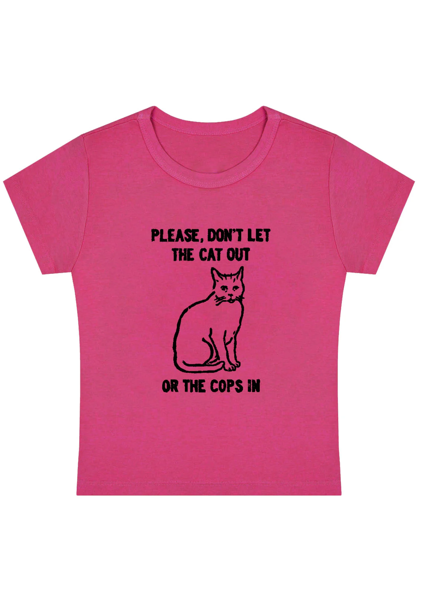 Don't Let The Cat Out Y2K Baby Tee - Image 5