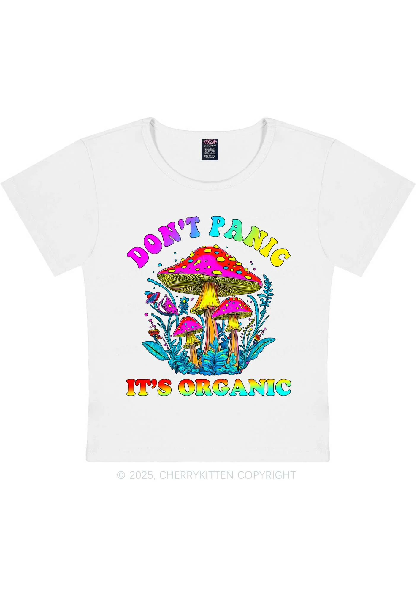 Dont Panic Its Organic Y2K Baby Tee Cherrykitten - Image 3