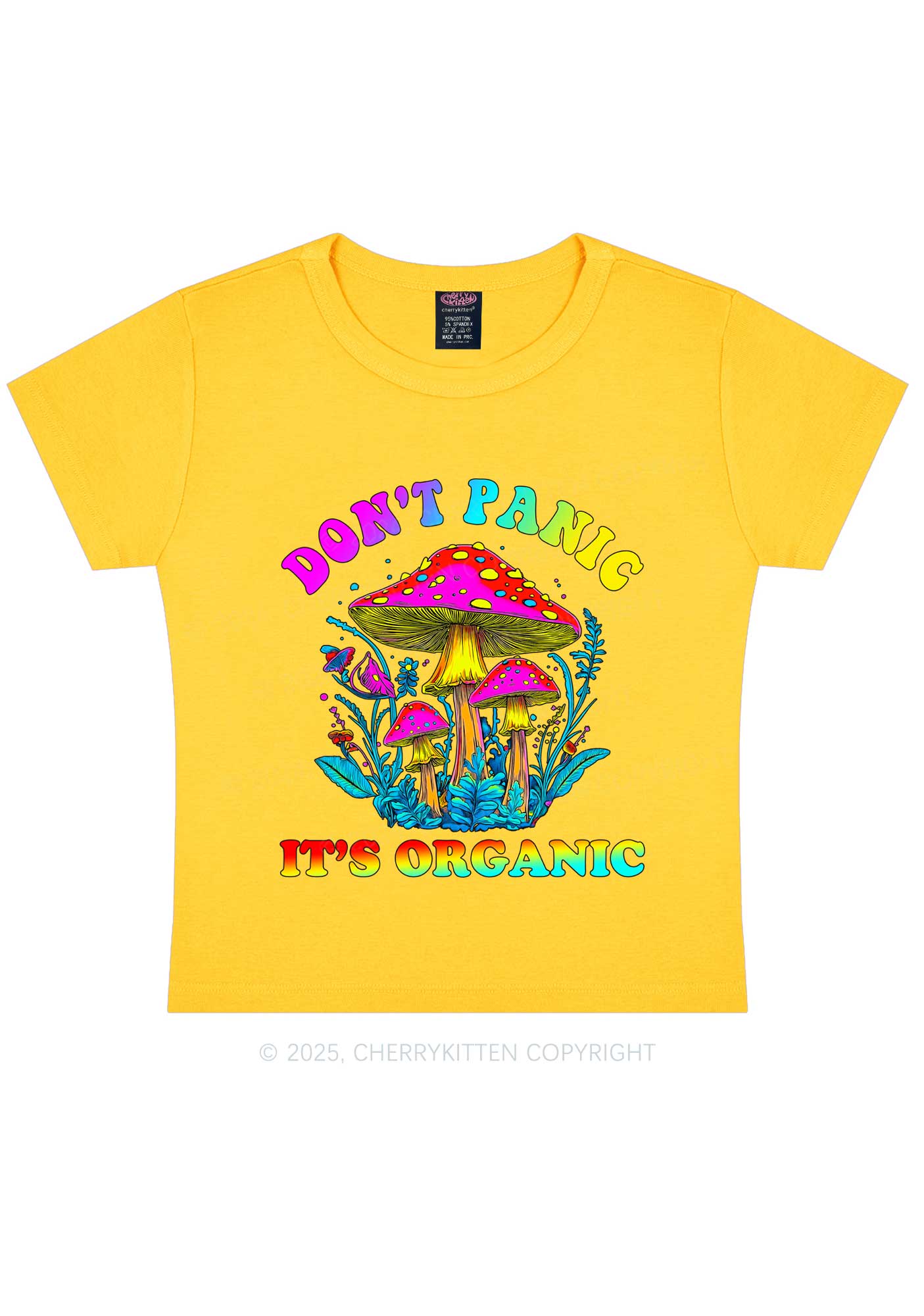 Dont Panic Its Organic Y2K Baby Tee Cherrykitten - Image 4