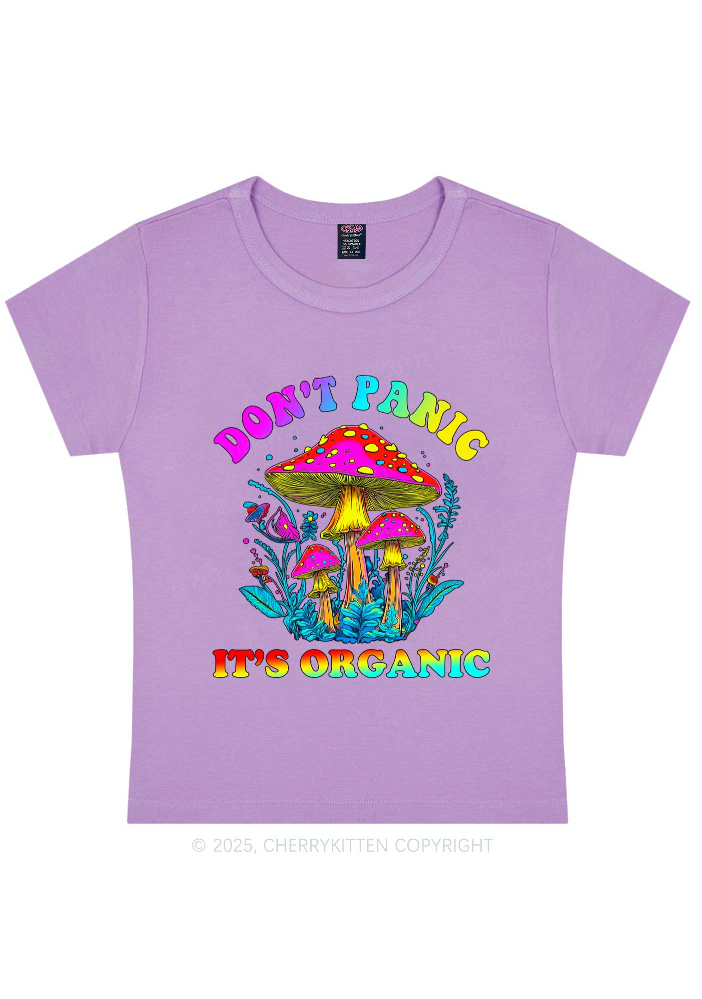Dont Panic Its Organic Y2K Baby Tee Cherrykitten - Image 5