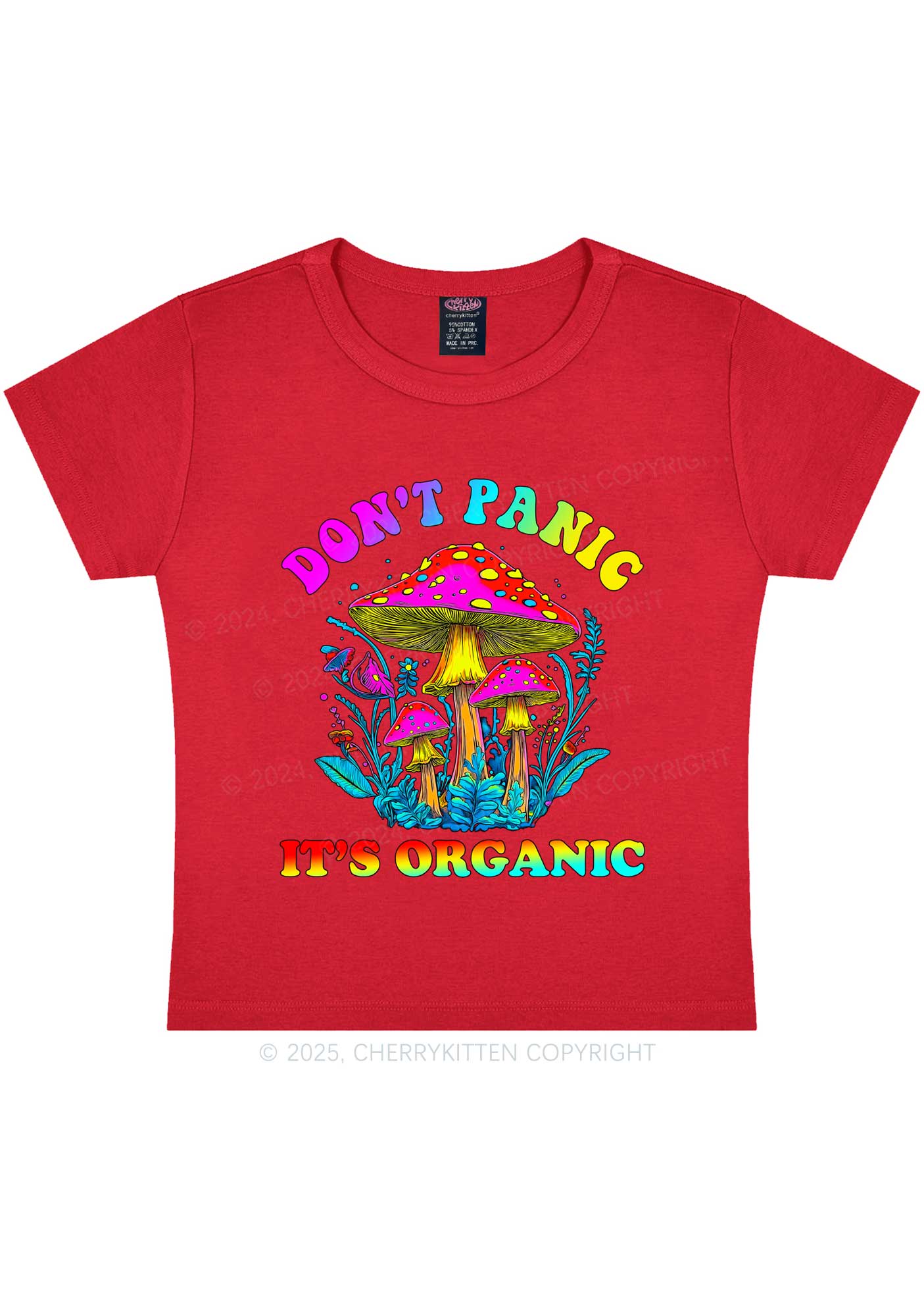 Dont Panic Its Organic Y2K Baby Tee Cherrykitten - Image 7