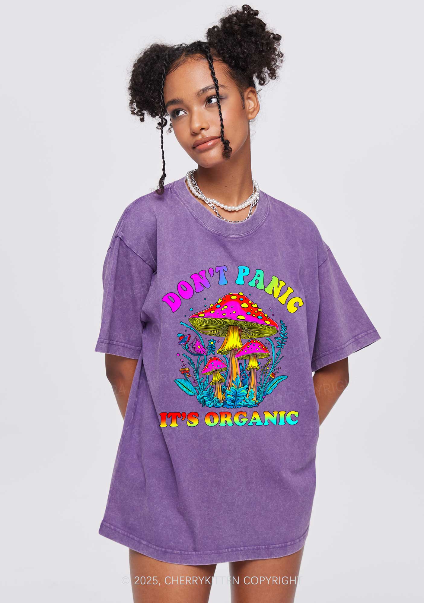 Dont Panic Its Organic Y2K Shirts Washed Tee Cherrykitten - Image 2