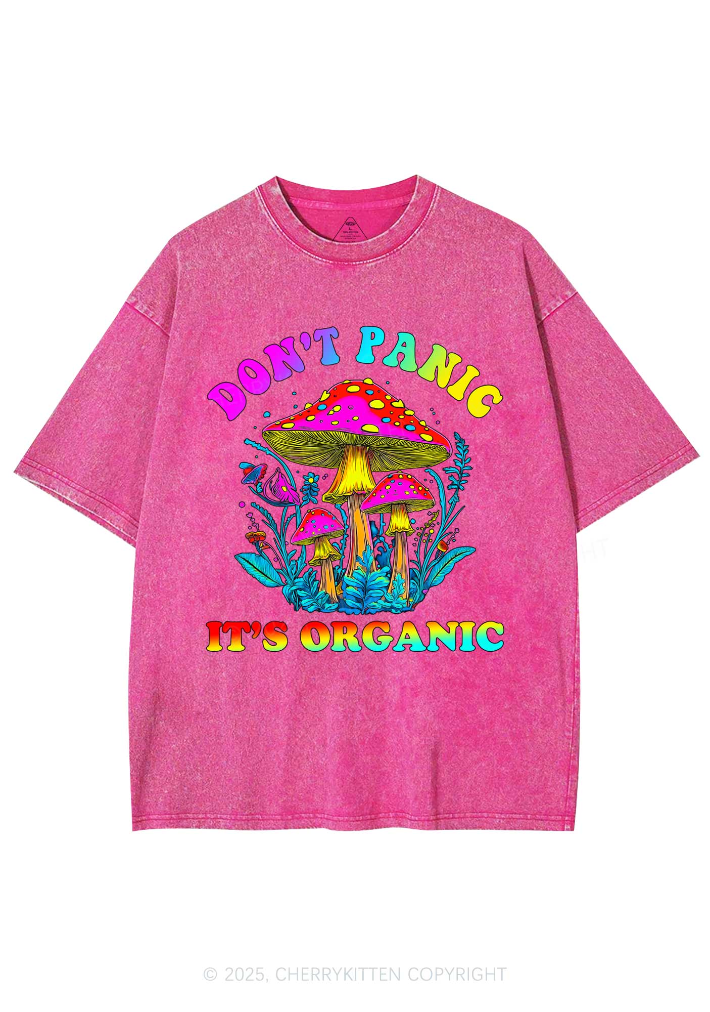 Dont Panic Its Organic Y2K Shirts Washed Tee Cherrykitten - Image 4