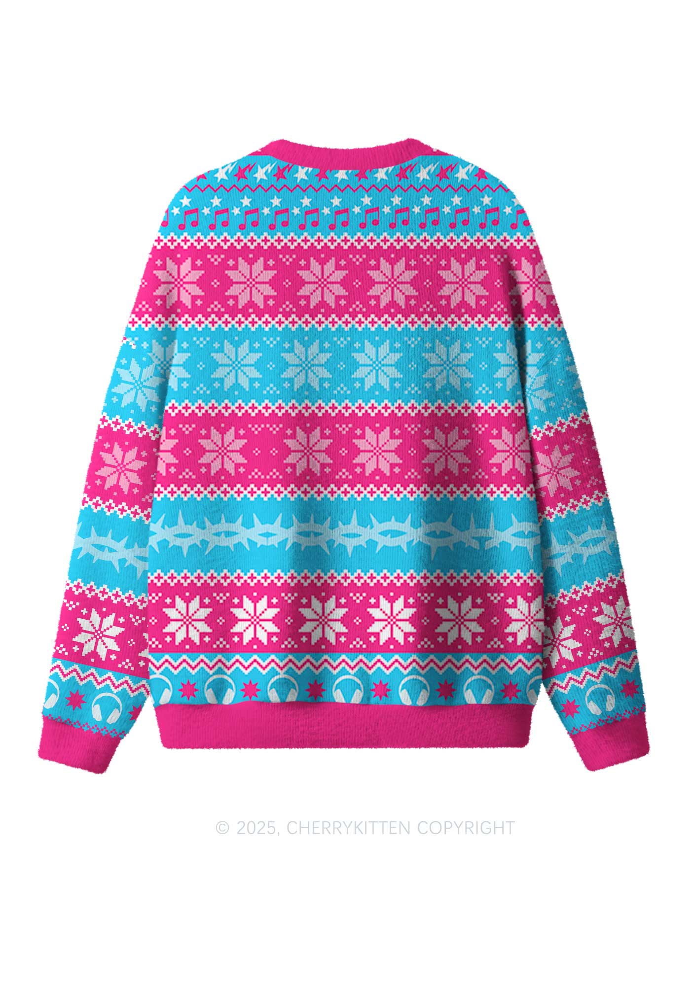 Dont Play Dubstep Y2K Christmas Knit Sweatshirt Cherrykitten - Image 2