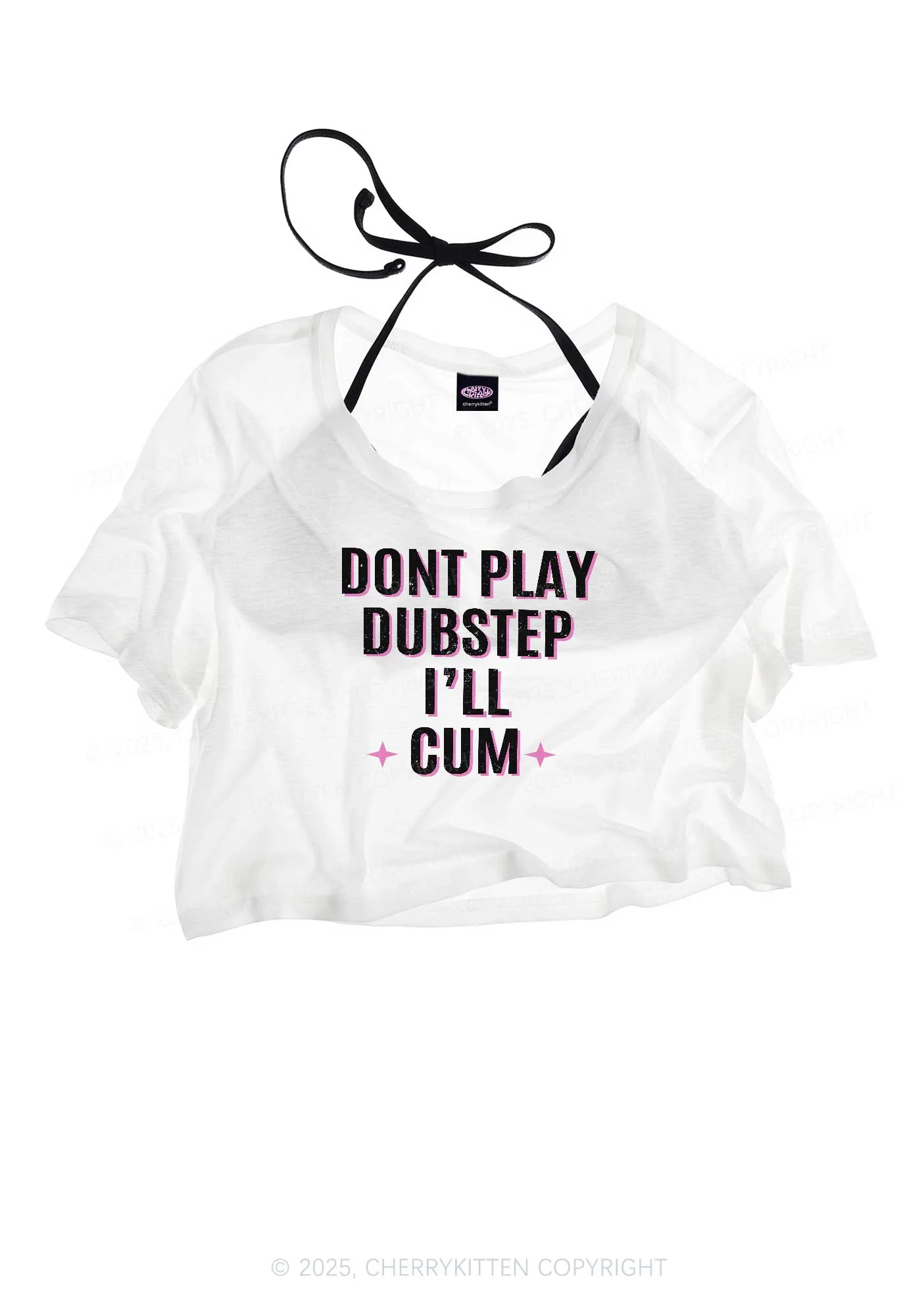 Dont Play Dubstep Y2K Sheer Crop Tee Cherrykitten - Image 3