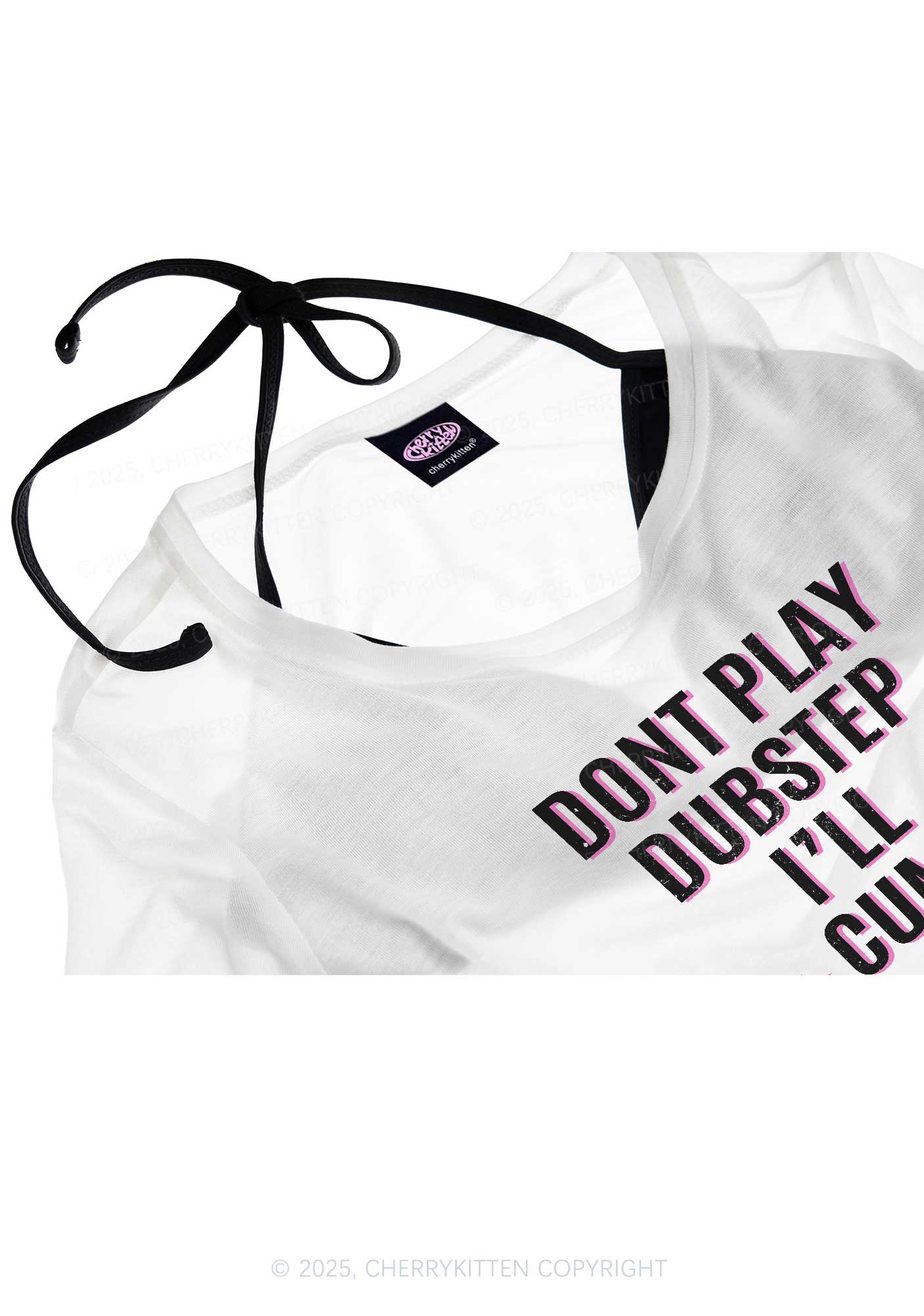 Dont Play Dubstep Y2K Sheer Crop Tee Cherrykitten - Image 4