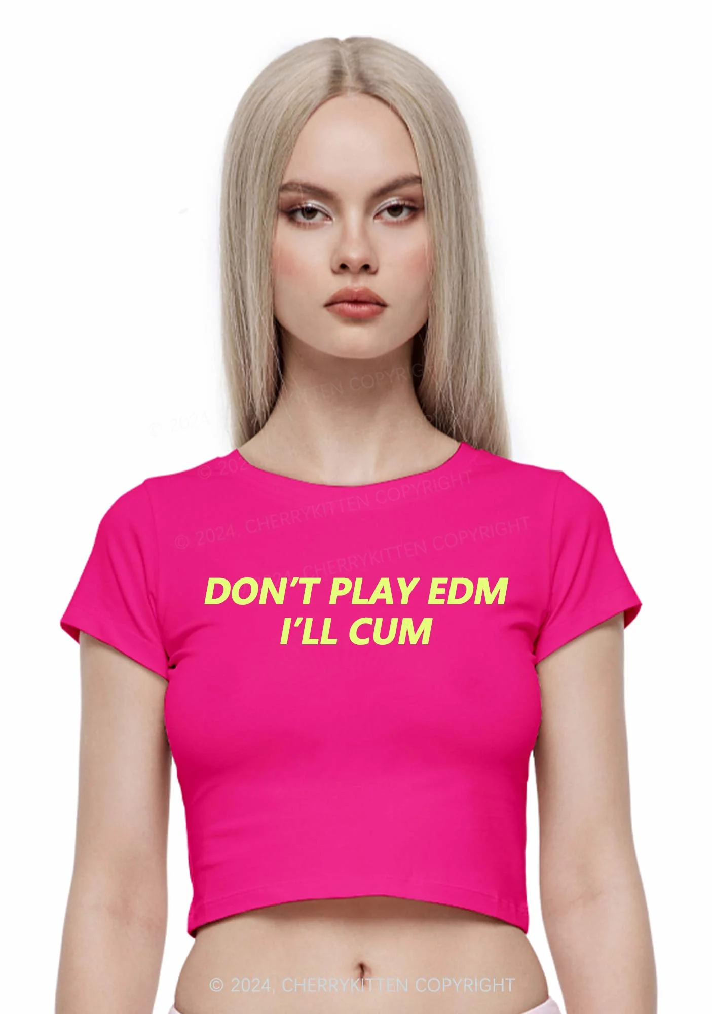 Dont Play Edm Y2K Baby Tee Cherrykitten - Image 2
