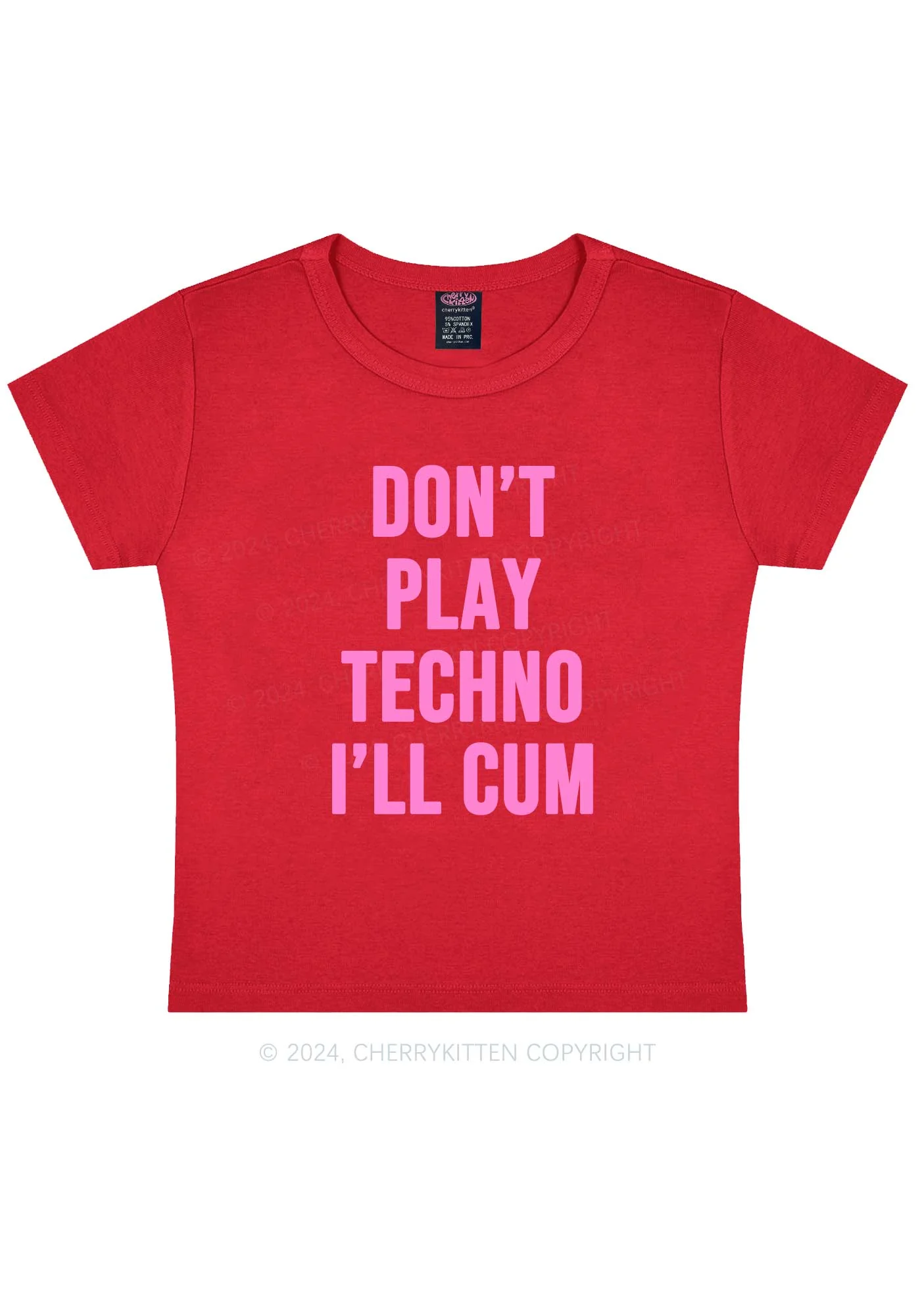 Don't Play Techno Y2K Baby Tee Cherrykitten - Image 5