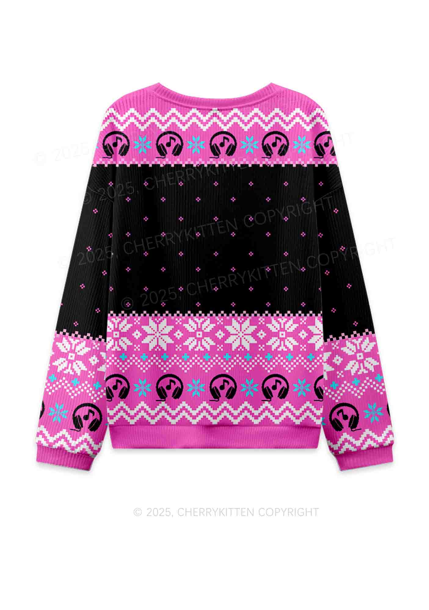 Dont Play Techno Y2K Christmas Knit Sweatshirt Cherrykitten - Image 2
