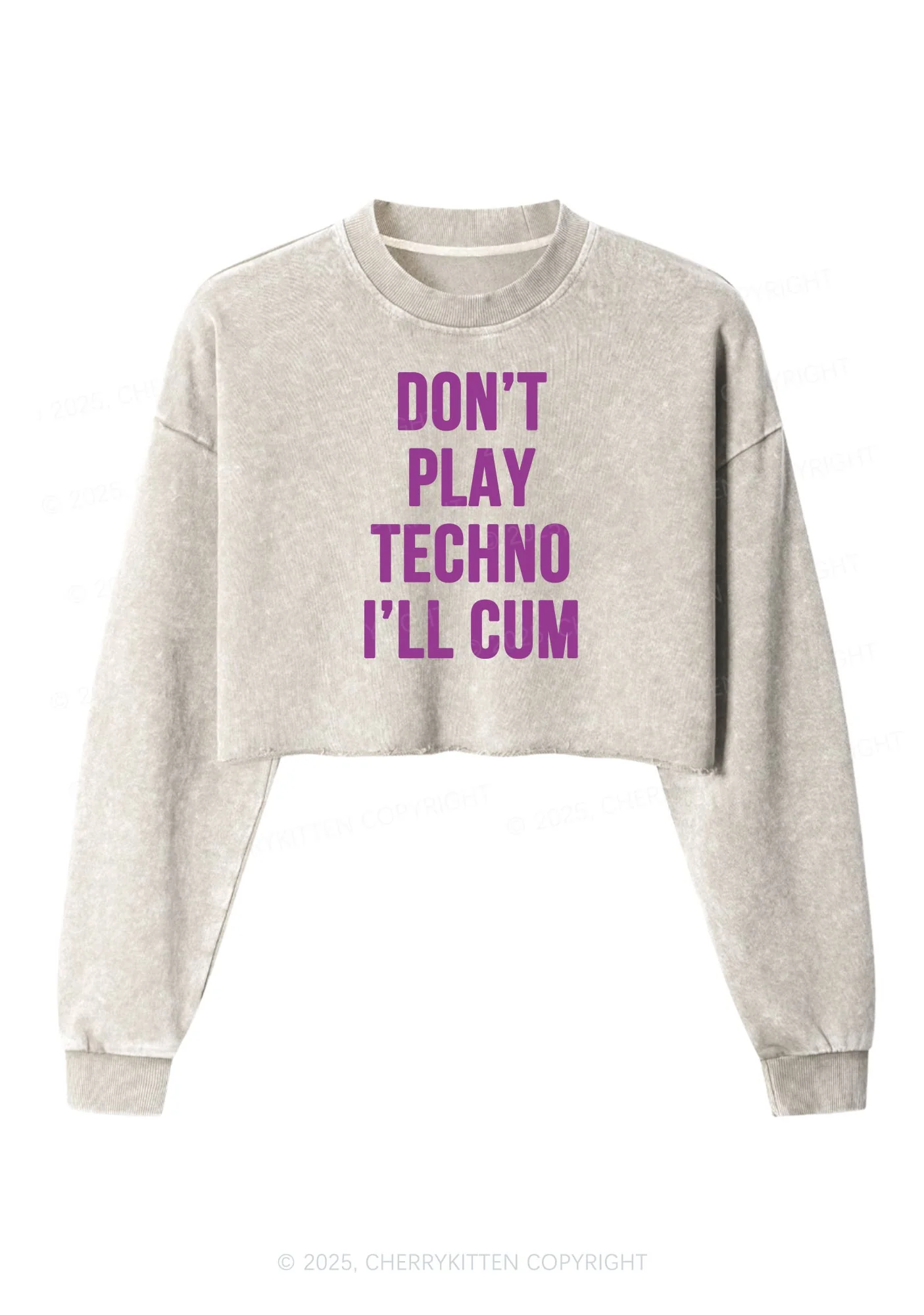 Dont Play Techno Y2K Crop Washed Sweatshirts Cherrykitten - Image 3