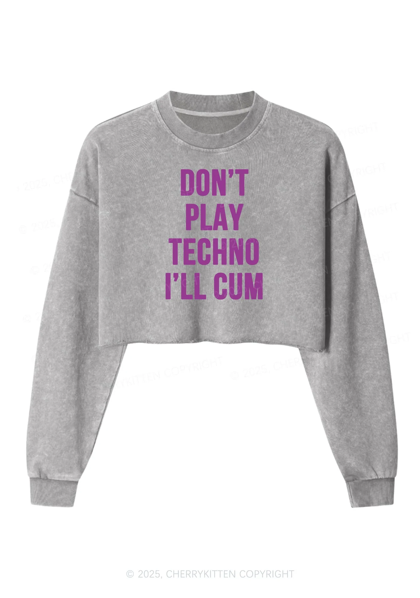 Dont Play Techno Y2K Crop Washed Sweatshirts Cherrykitten - Image 4