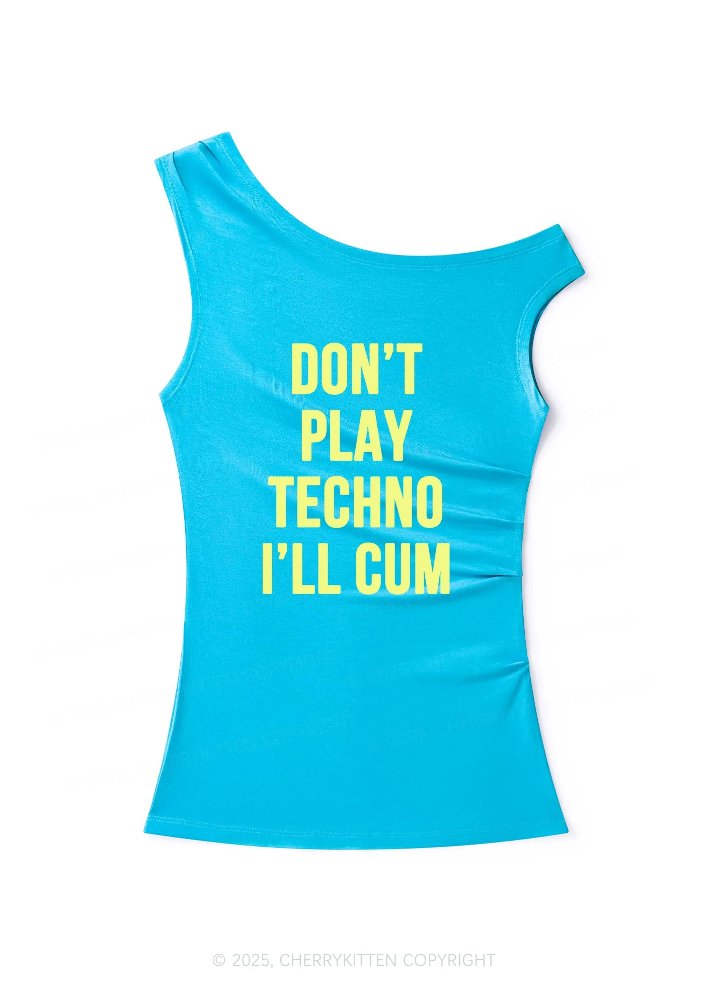 Dont Play Techno Y2K Off Shoulder Tank Top Cherrykitten - Image 2