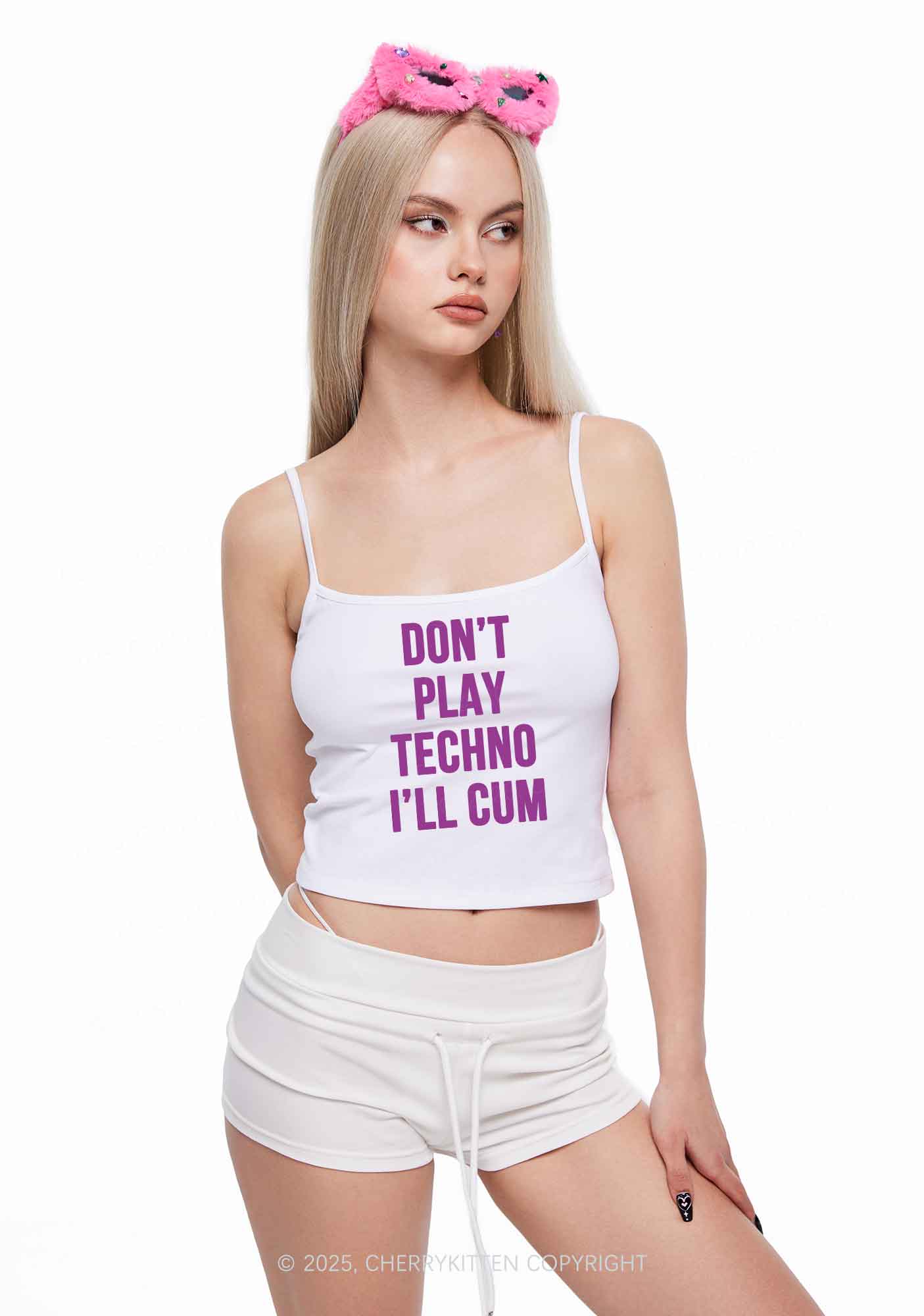 Don't Play Techno Y2K Spaghetti Strap Cami Cherrykitten - Image 2