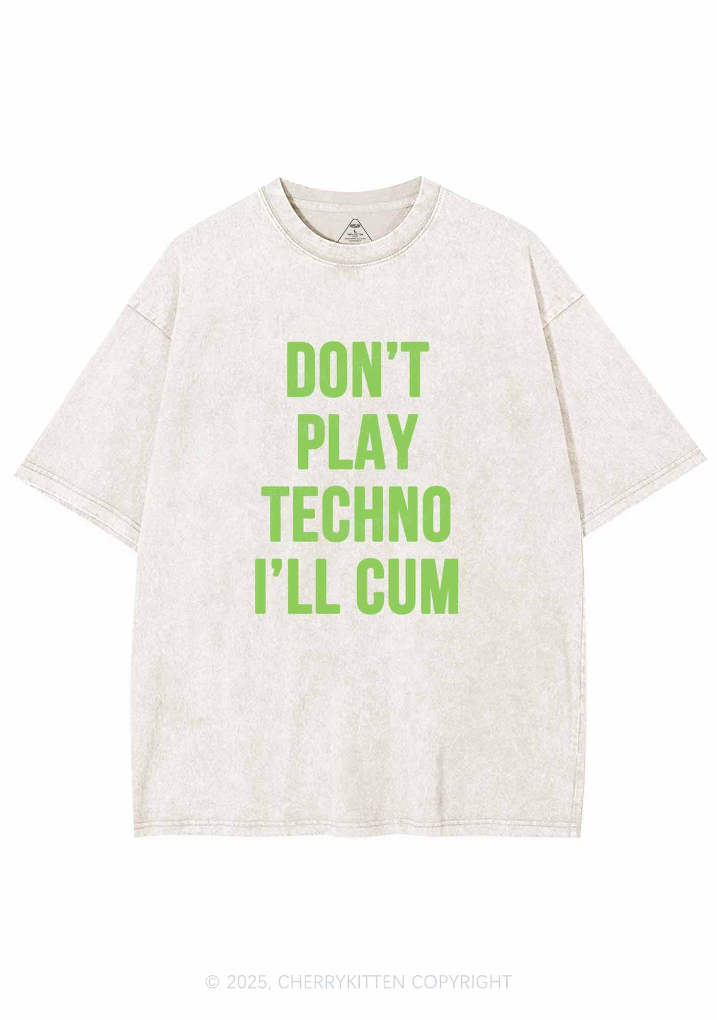 Don't Play Techno Y2K Washed Tee Cherrykitten - Image 5