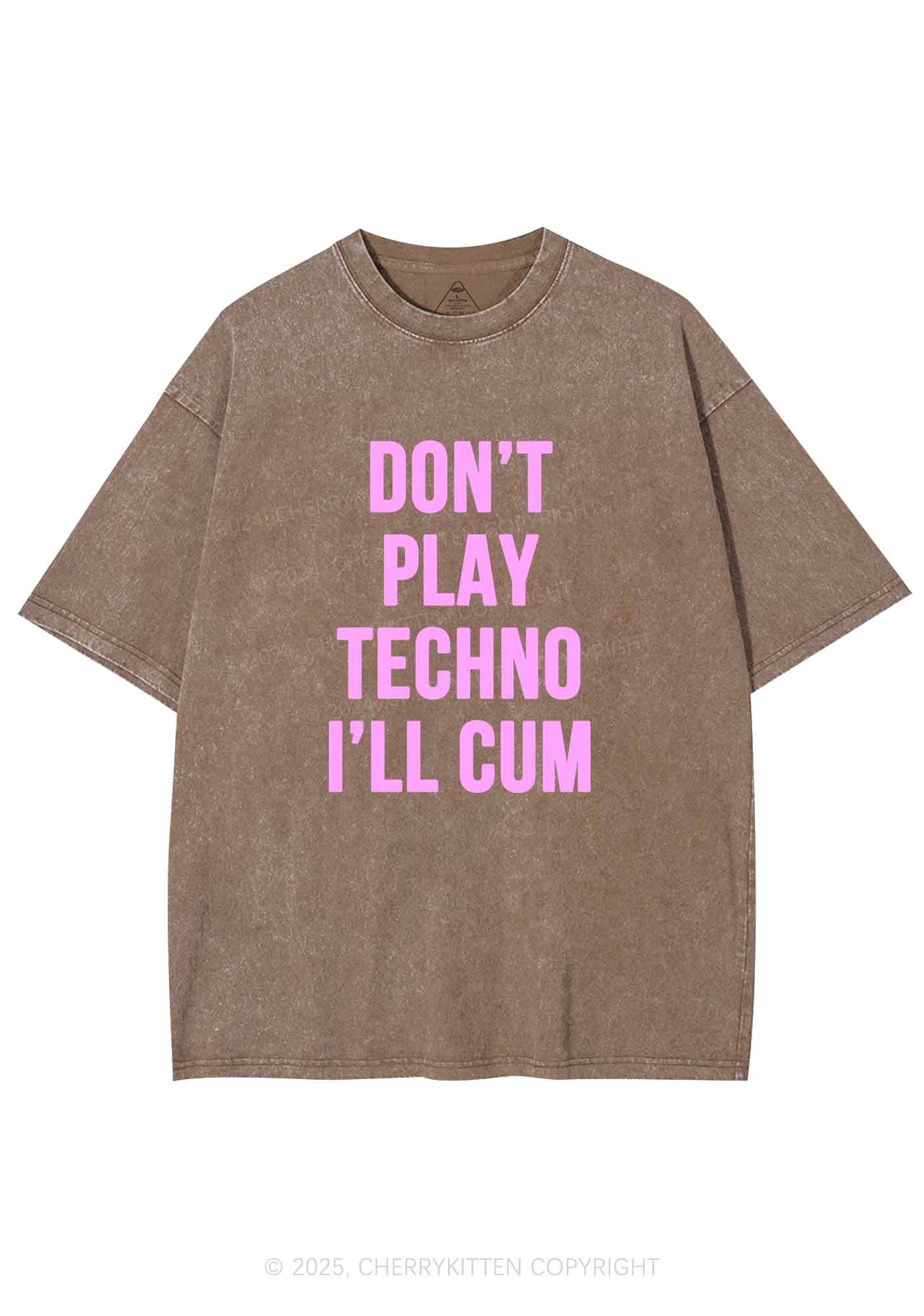 Don't Play Techno Y2K Washed Tee Cherrykitten - Image 6