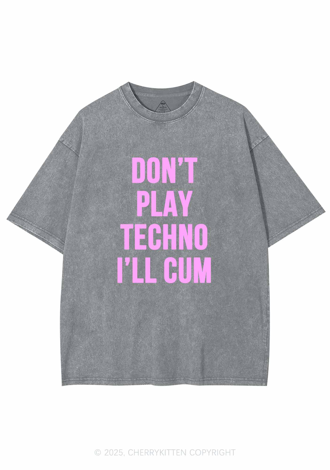 Don't Play Techno Y2K Washed Tee Cherrykitten - Image 7