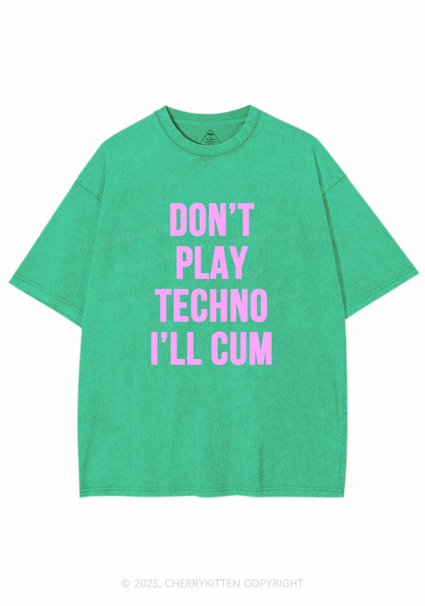 Don't Play Techno Y2K Washed Tee Cherrykitten - Image 8