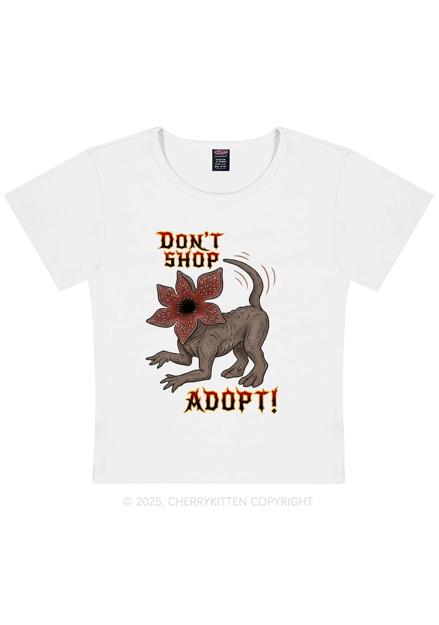 Dont Shop Adopt Y2K Baby Tee Cherrykitten - Image 3