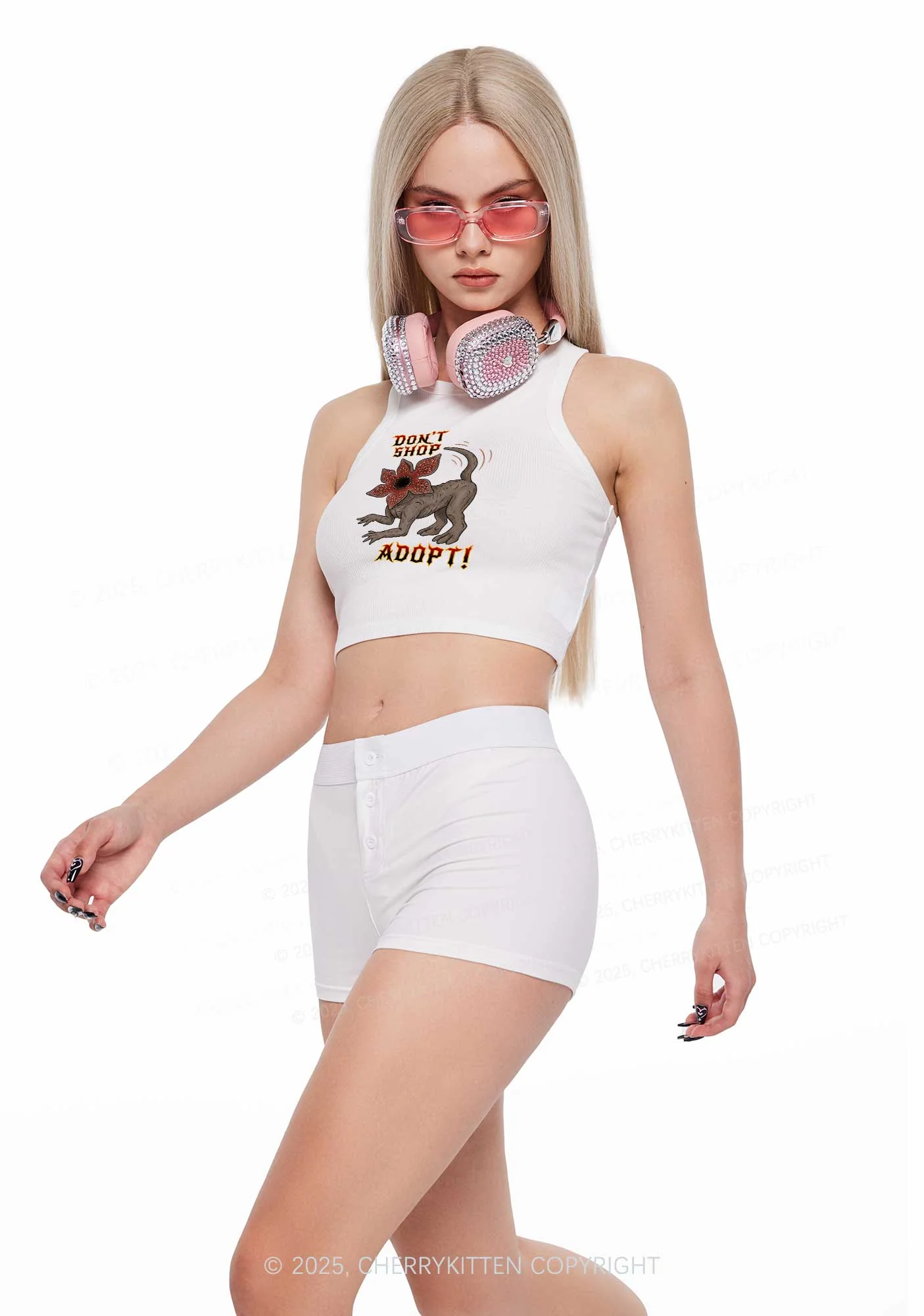 Dont Shop Adopt Y2K Crop Tank Top Cherrykitten - Image 2