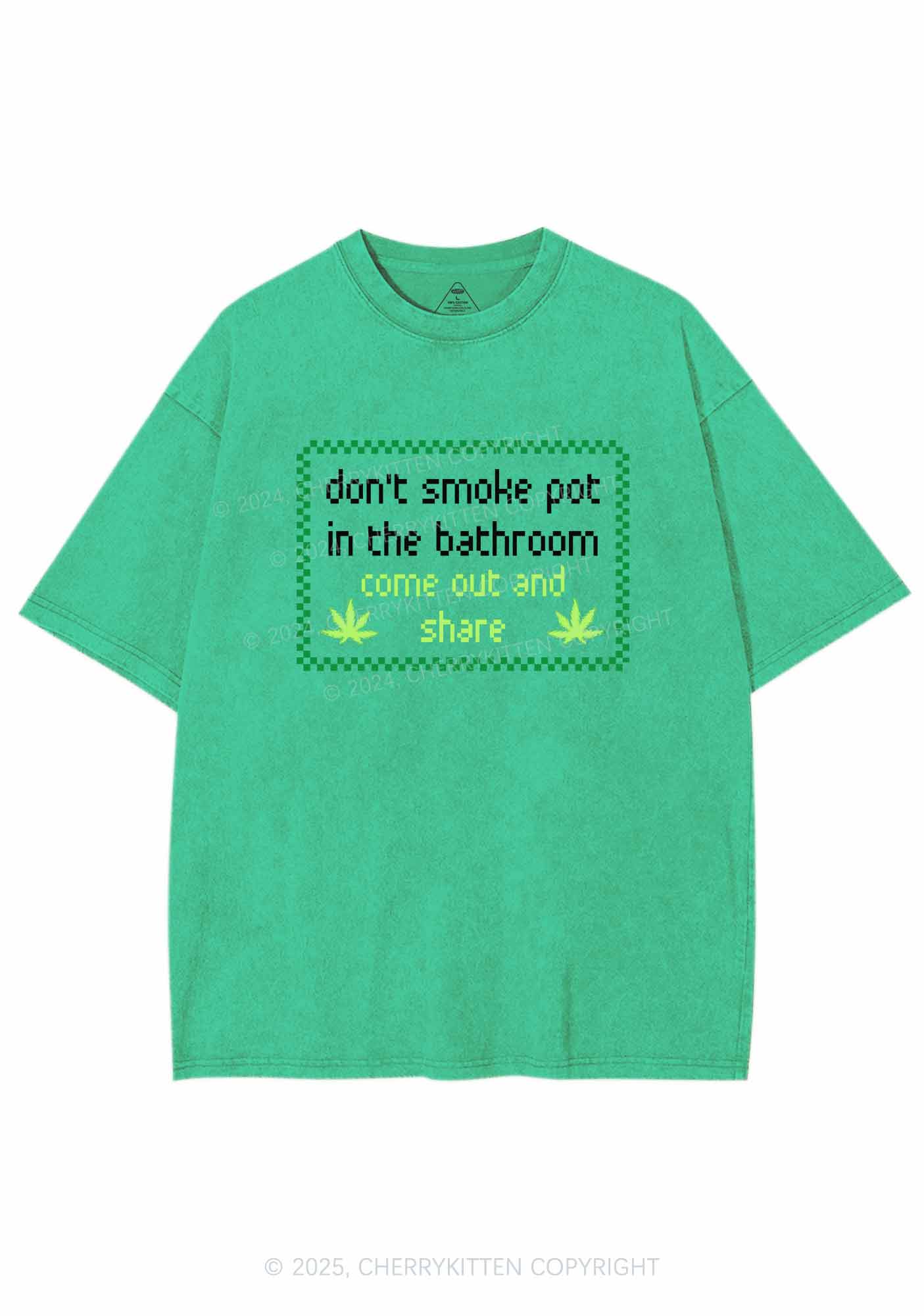 Dont Smoke In Bathroom Y2K Washed Tee Cherrykitten - Image 6