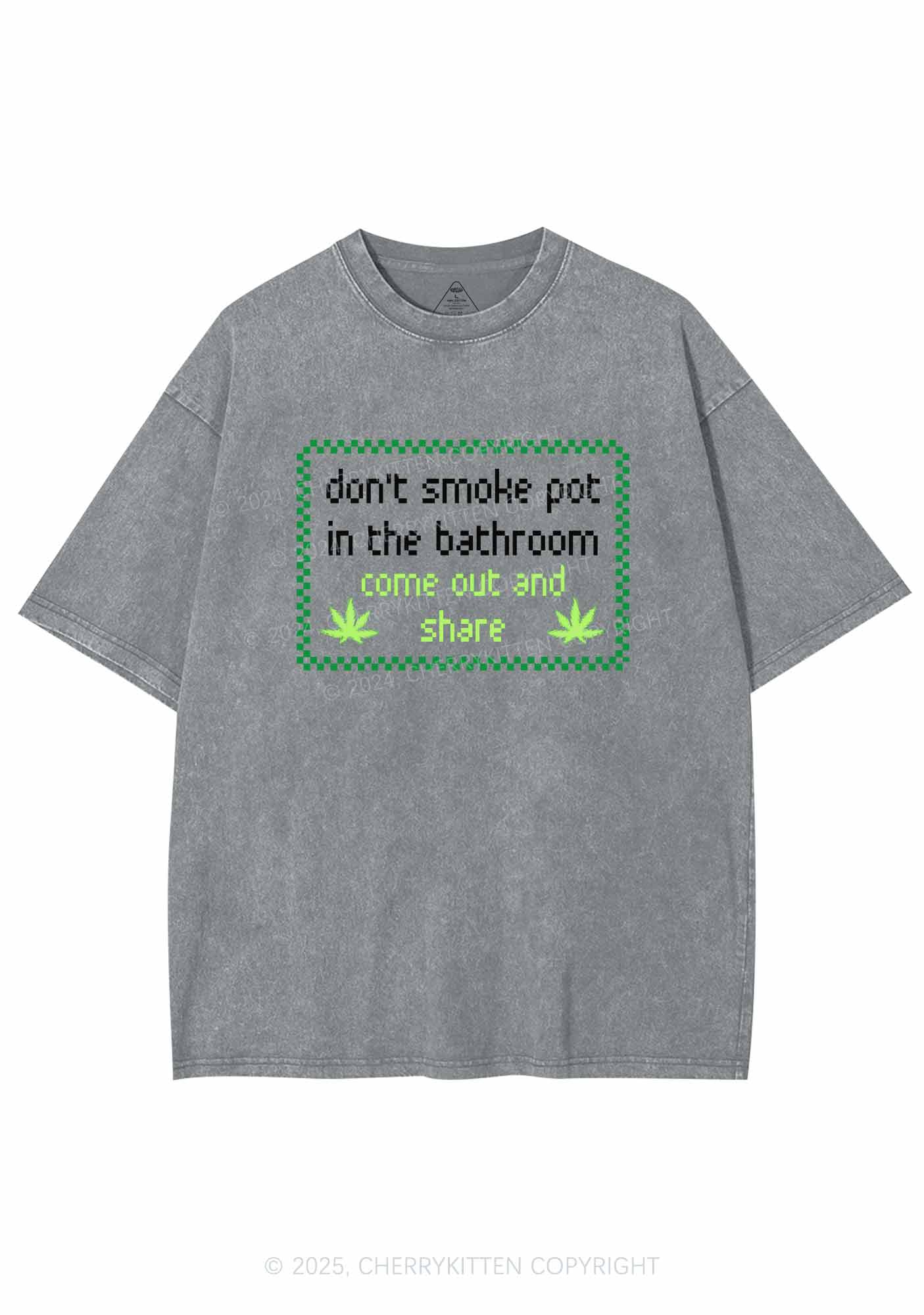 Dont Smoke In Bathroom Y2K Washed Tee Cherrykitten - Image 8