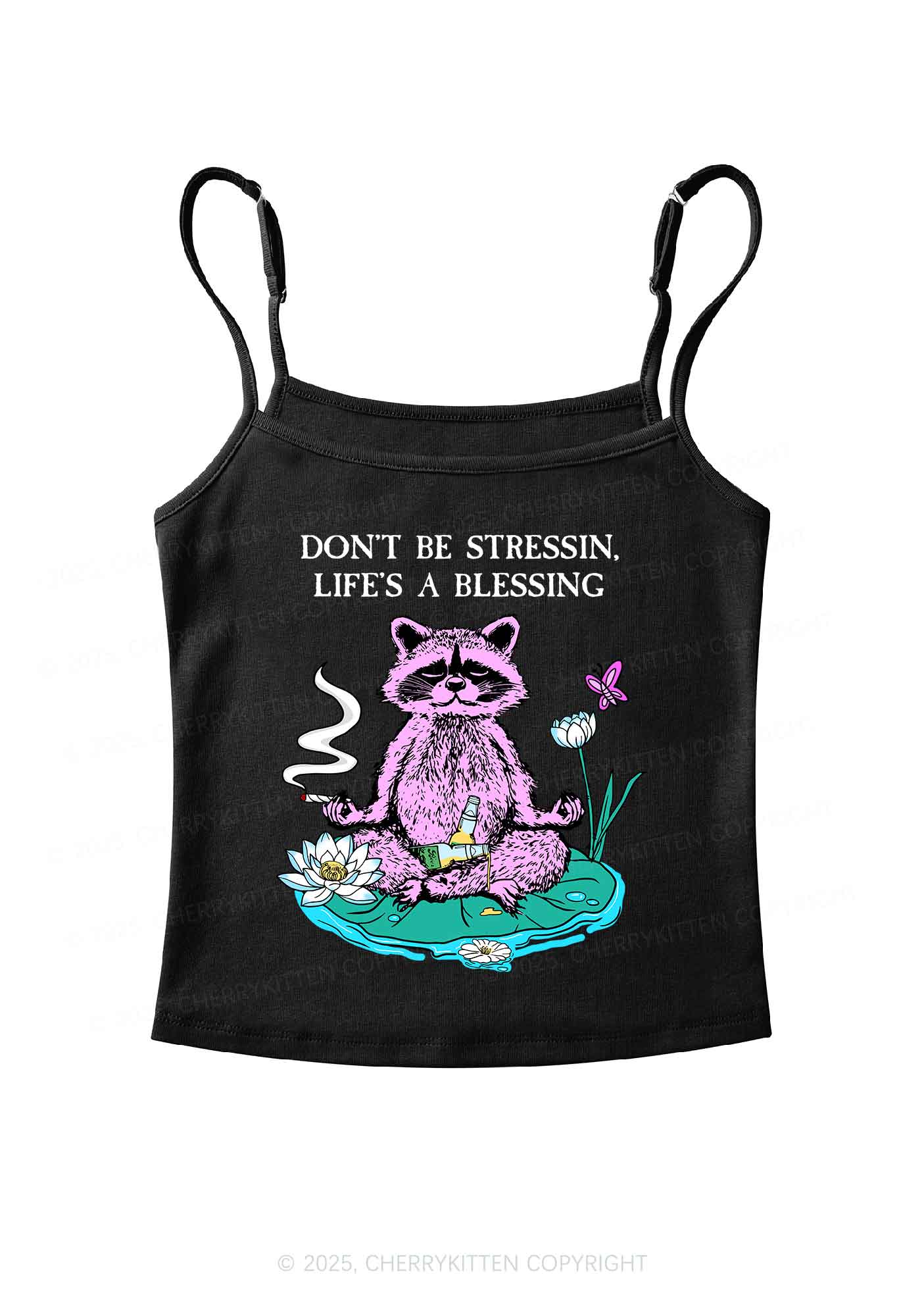Dont Stress Raccoon Y2K Spaghetti Strap Cami Cherrykitten - Image 3