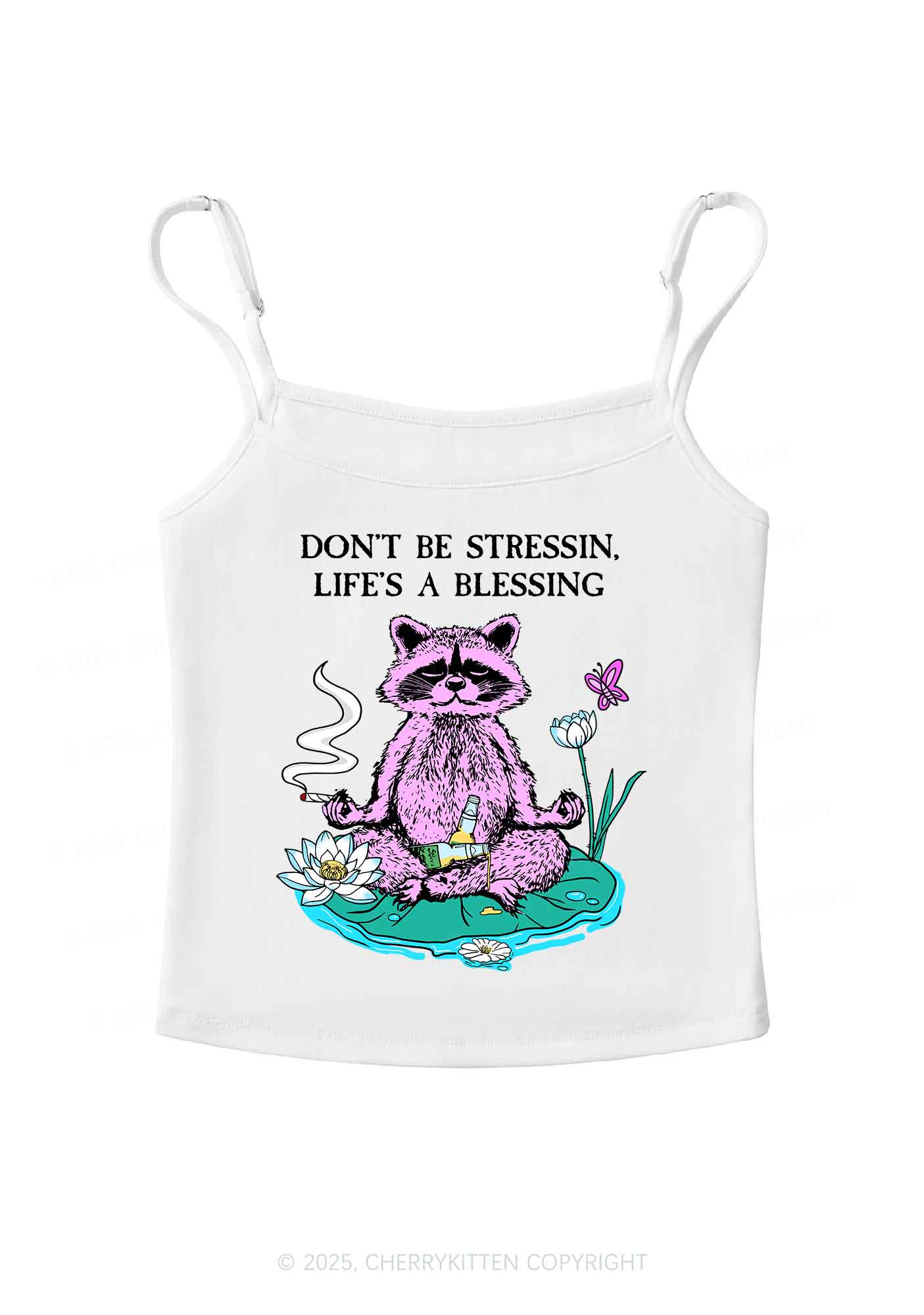 Dont Stress Raccoon Y2K Spaghetti Strap Cami Cherrykitten - Image 4
