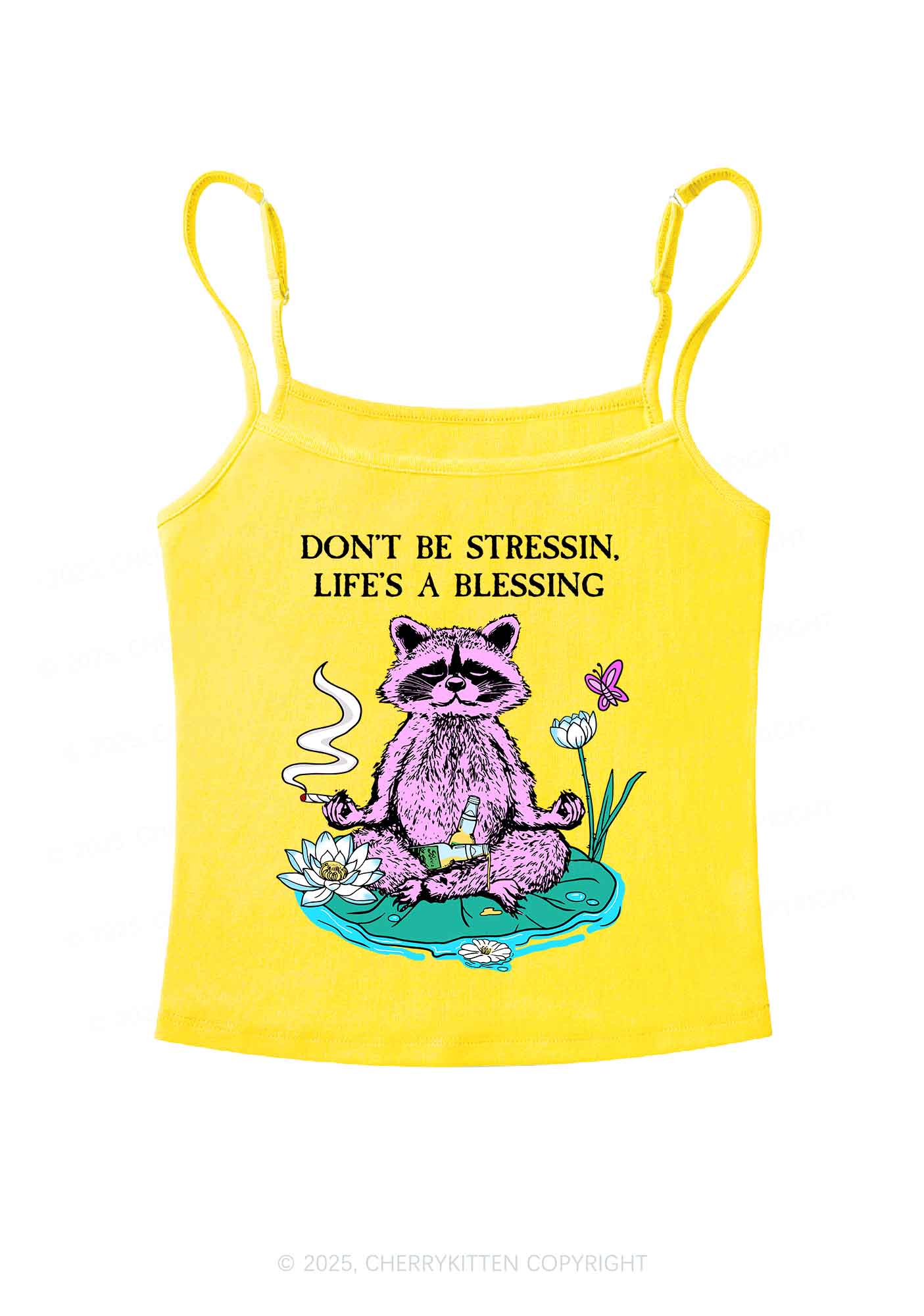 Dont Stress Raccoon Y2K Spaghetti Strap Cami Cherrykitten - Image 5